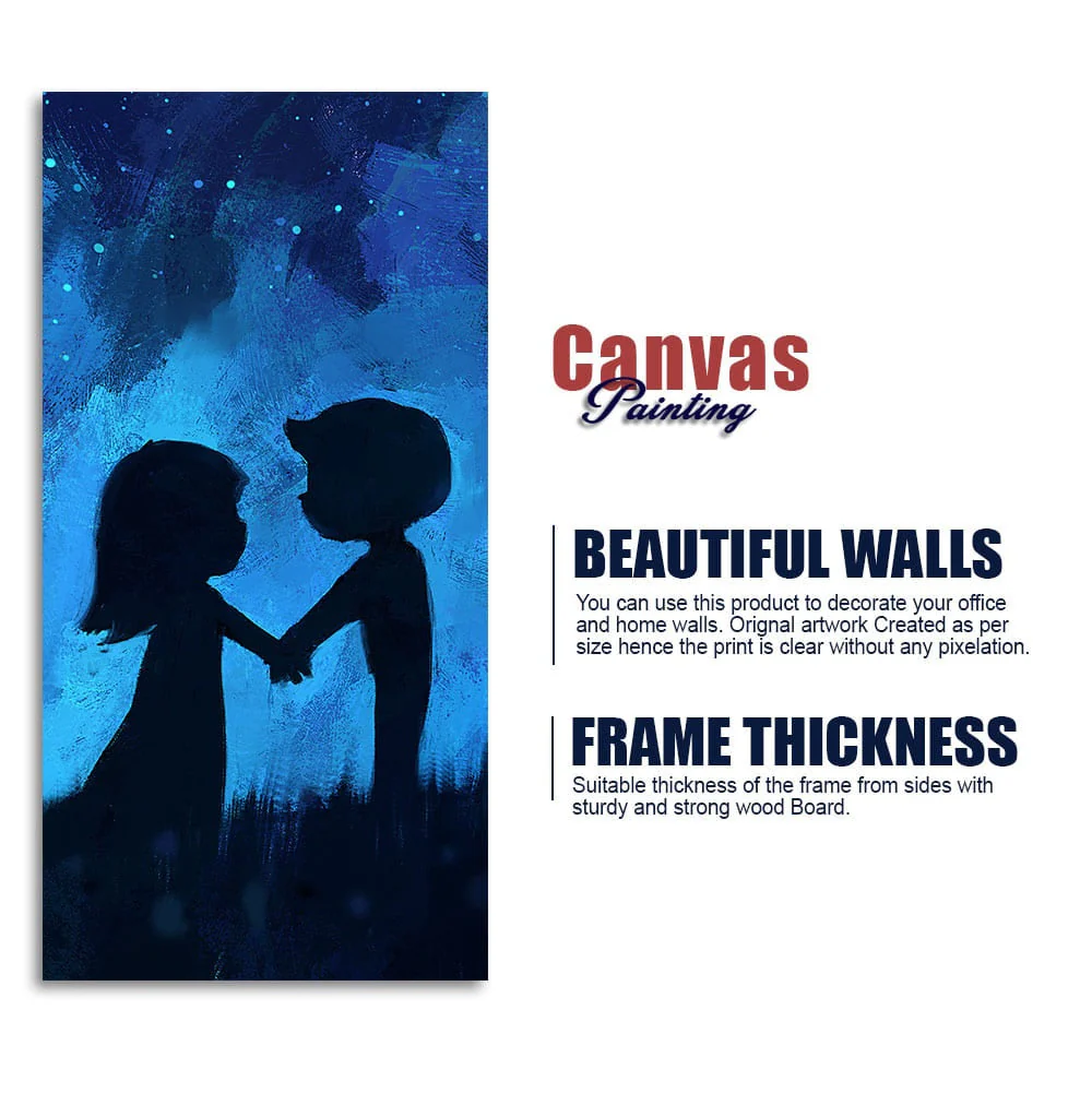 Beautiful Young Couple in Love Holding Hands Premium Canvas Wall Painting - Image 6
