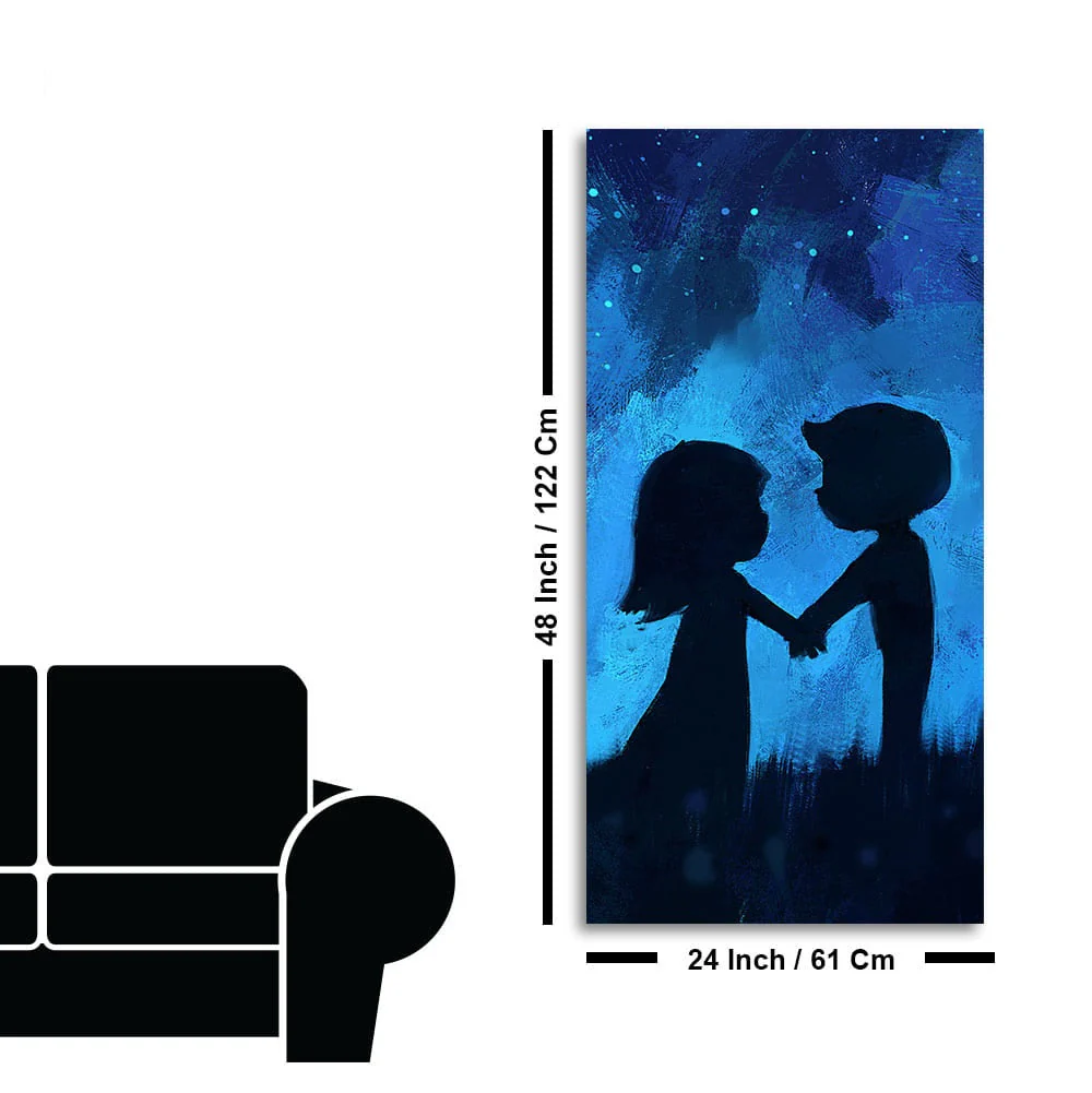 Beautiful Young Couple in Love Holding Hands Premium Canvas Wall Painting - Image 7