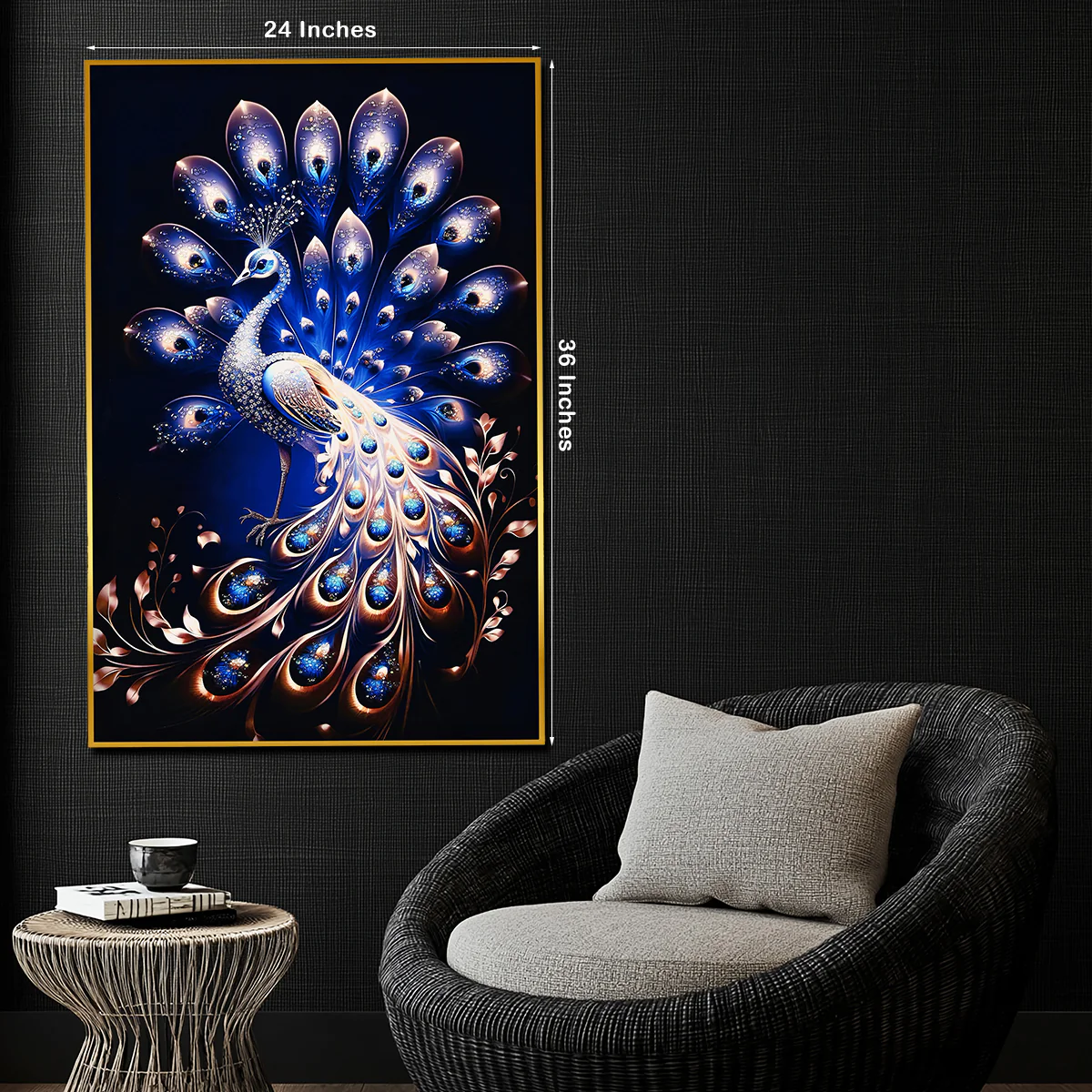 Beauty of Starry Peacock Framed Crystal Glass Painting - Image 5