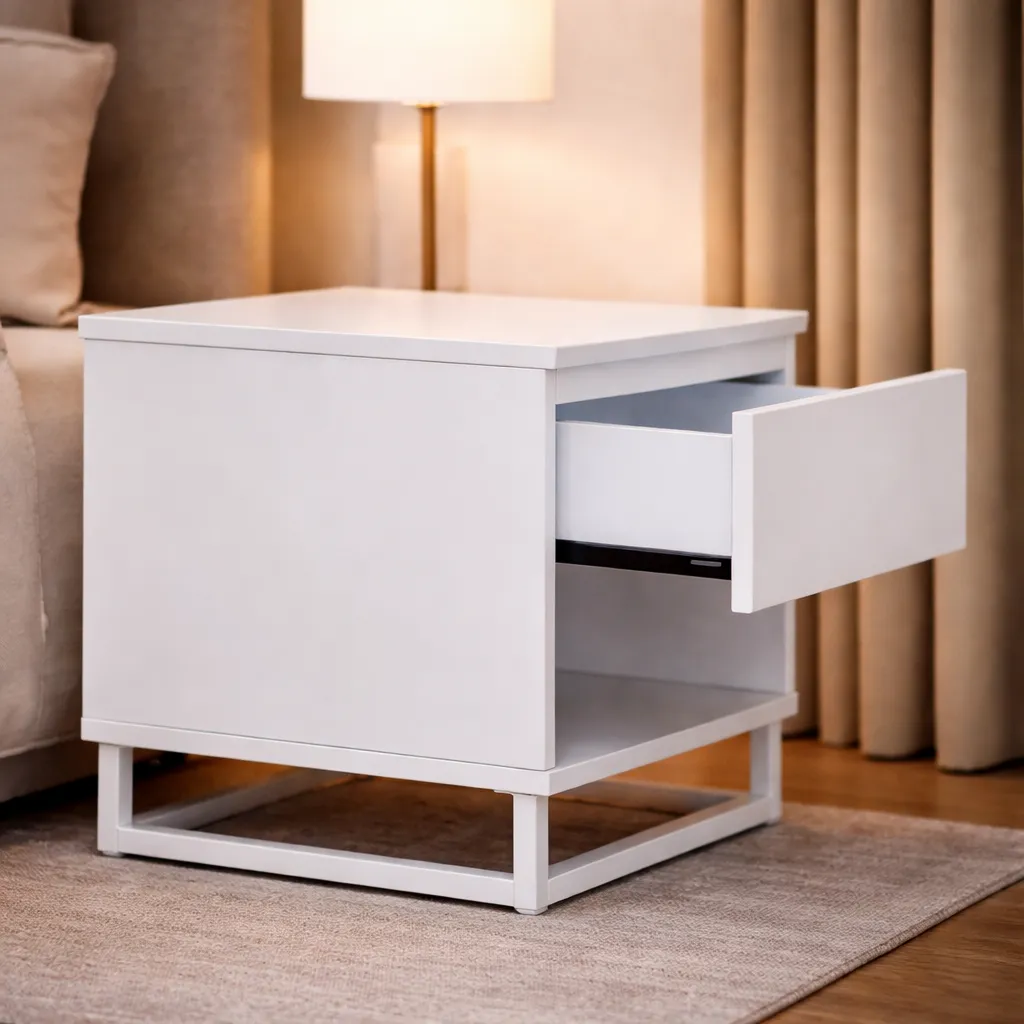 Bedside Table with Drawer and Shelf Storage - Image 2