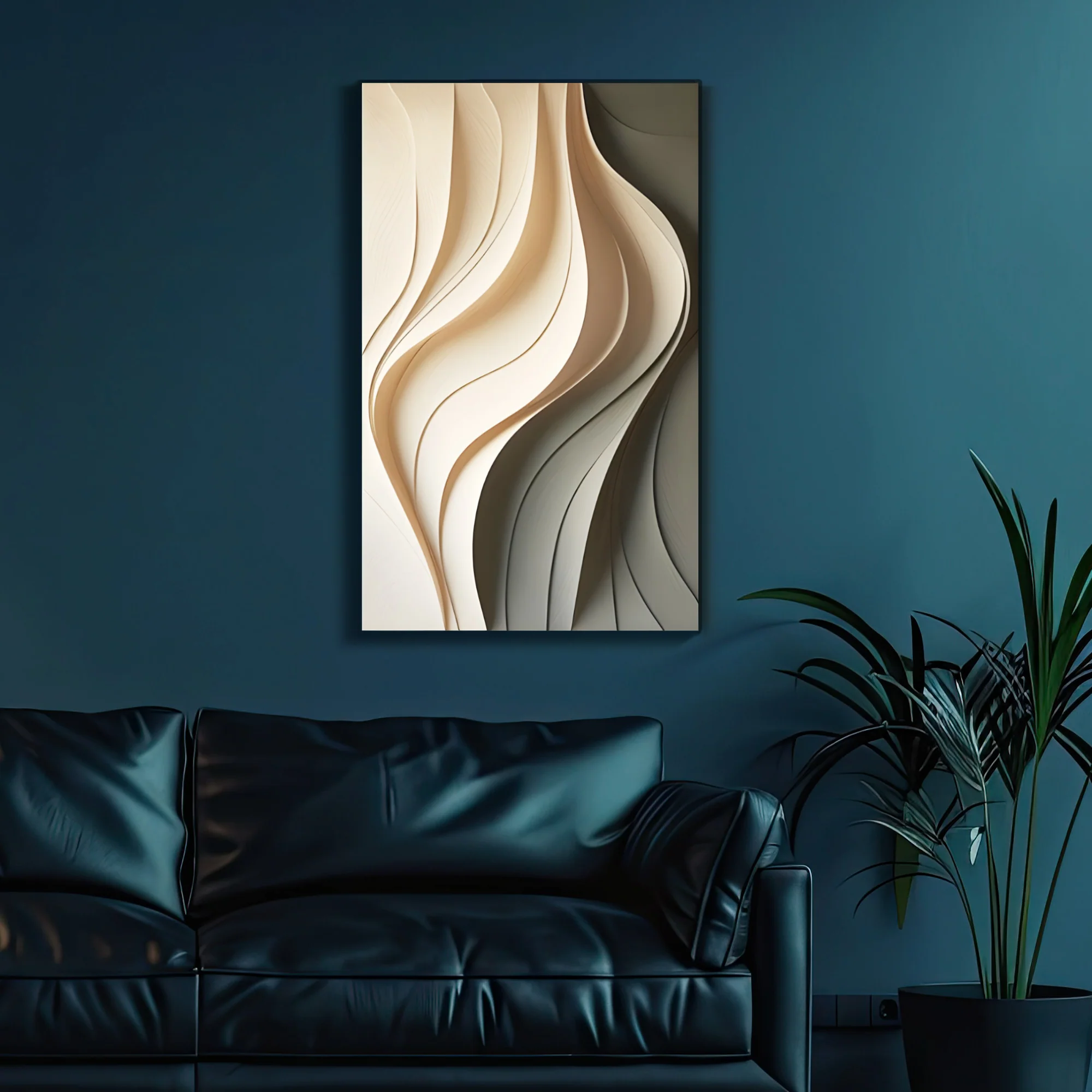 Beige and Olive Wave Panel 3D Wall Art Home Decor - Image 3