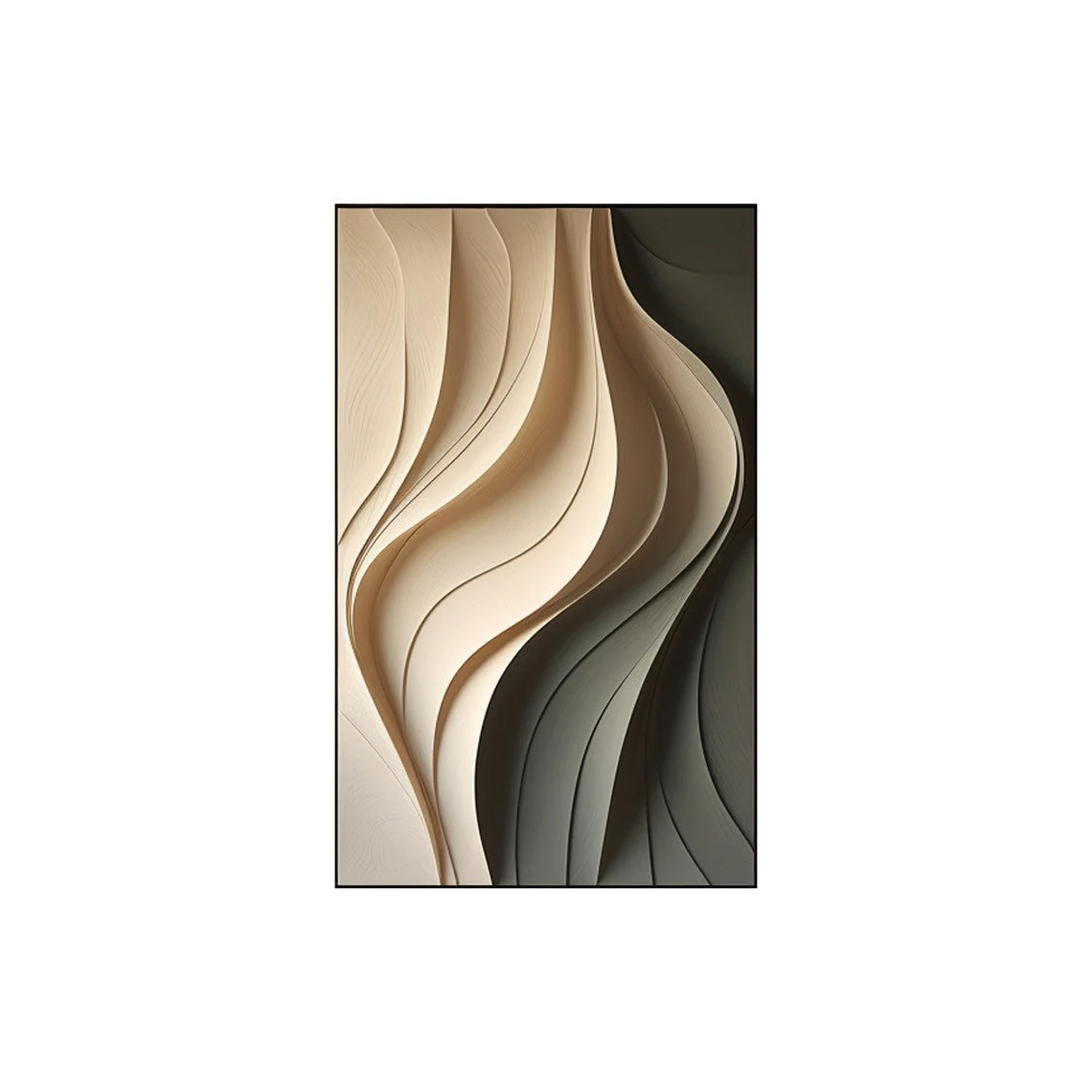 Beige and Olive Wave Panel 3D Wall Art Home Decor - Image 4