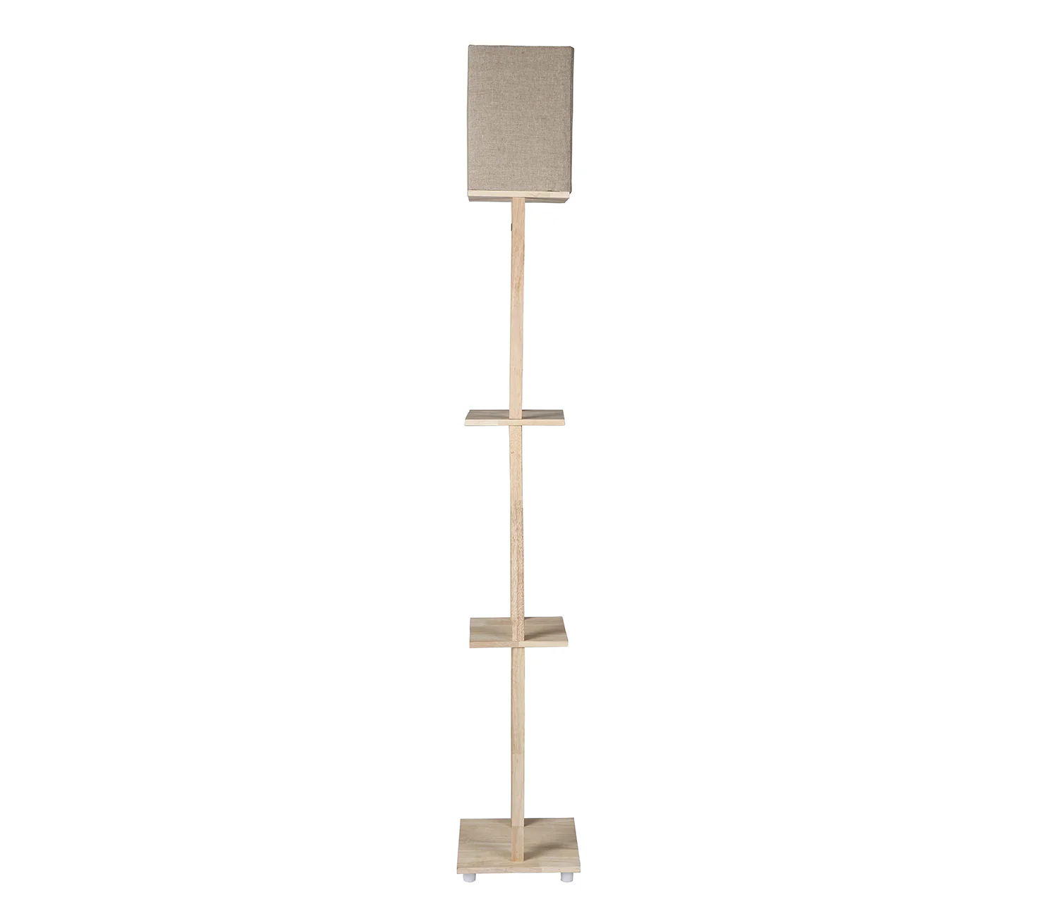 Beige Color Cotton Shade 3 Tier Shelf Storage Solid Wooden Floor Lamp - Image 5