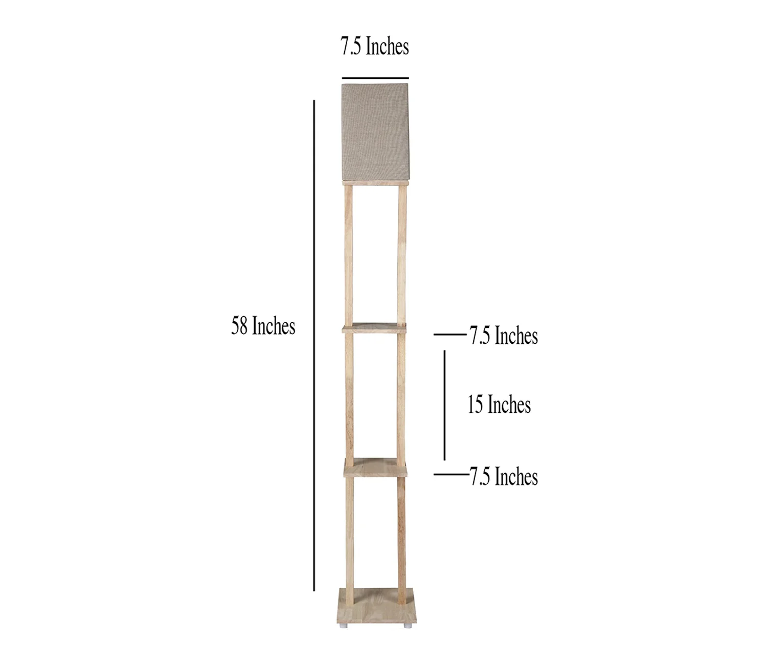 Beige Color Cotton Shade 3 Tier Shelf Storage Solid Wooden Floor Lamp - Image 8