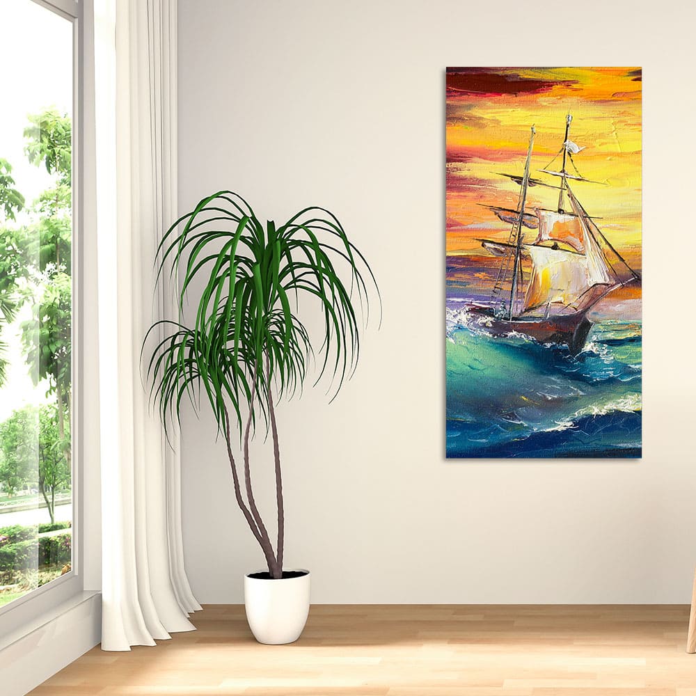 Big Panoramic Sailing Ship Canvas Wall Painting - Image 2