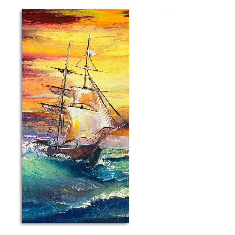 Big Panoramic Sailing Ship Canvas Wall Painting - Image 4