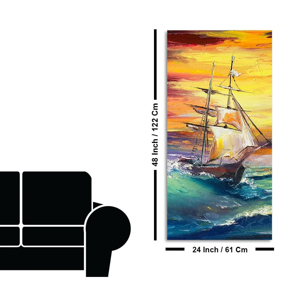 Big Panoramic Sailing Ship Canvas Wall Painting - Image 7