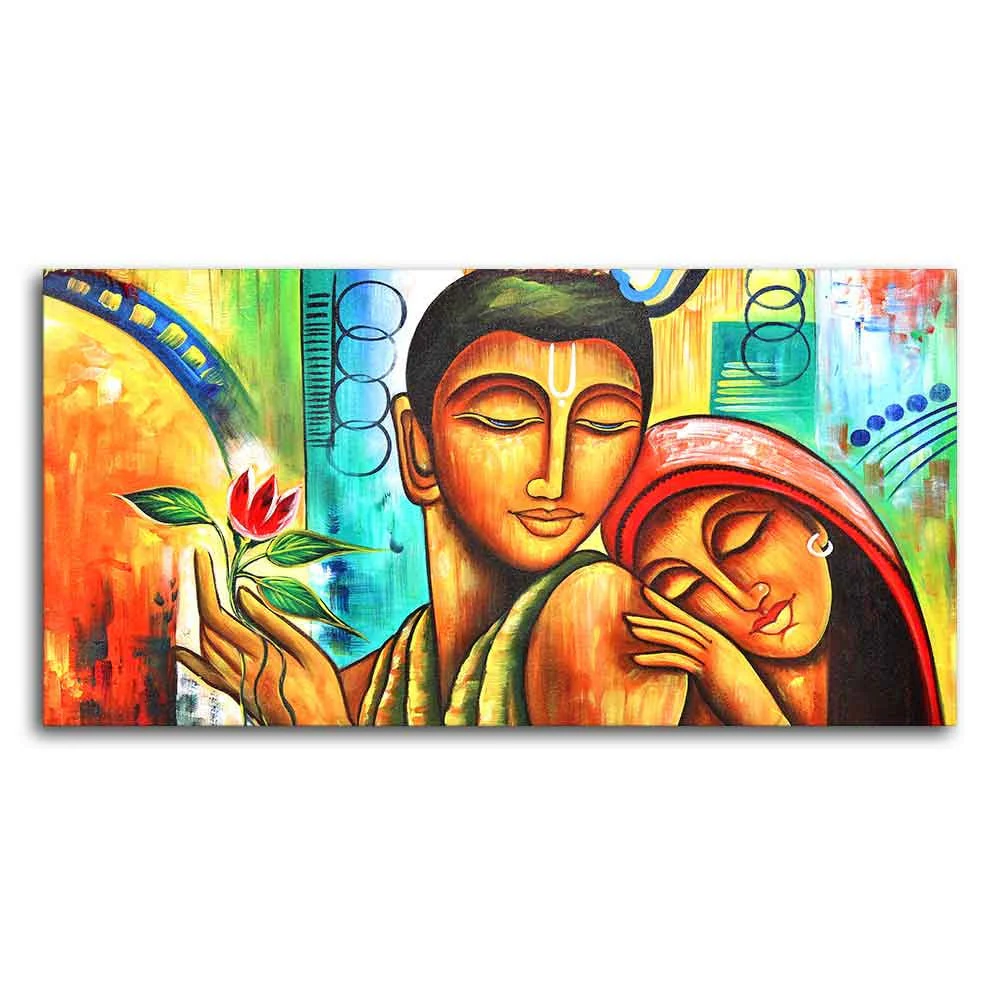 Big Size Canvas Wall Painting of Lord Radha Krishna - Image 5