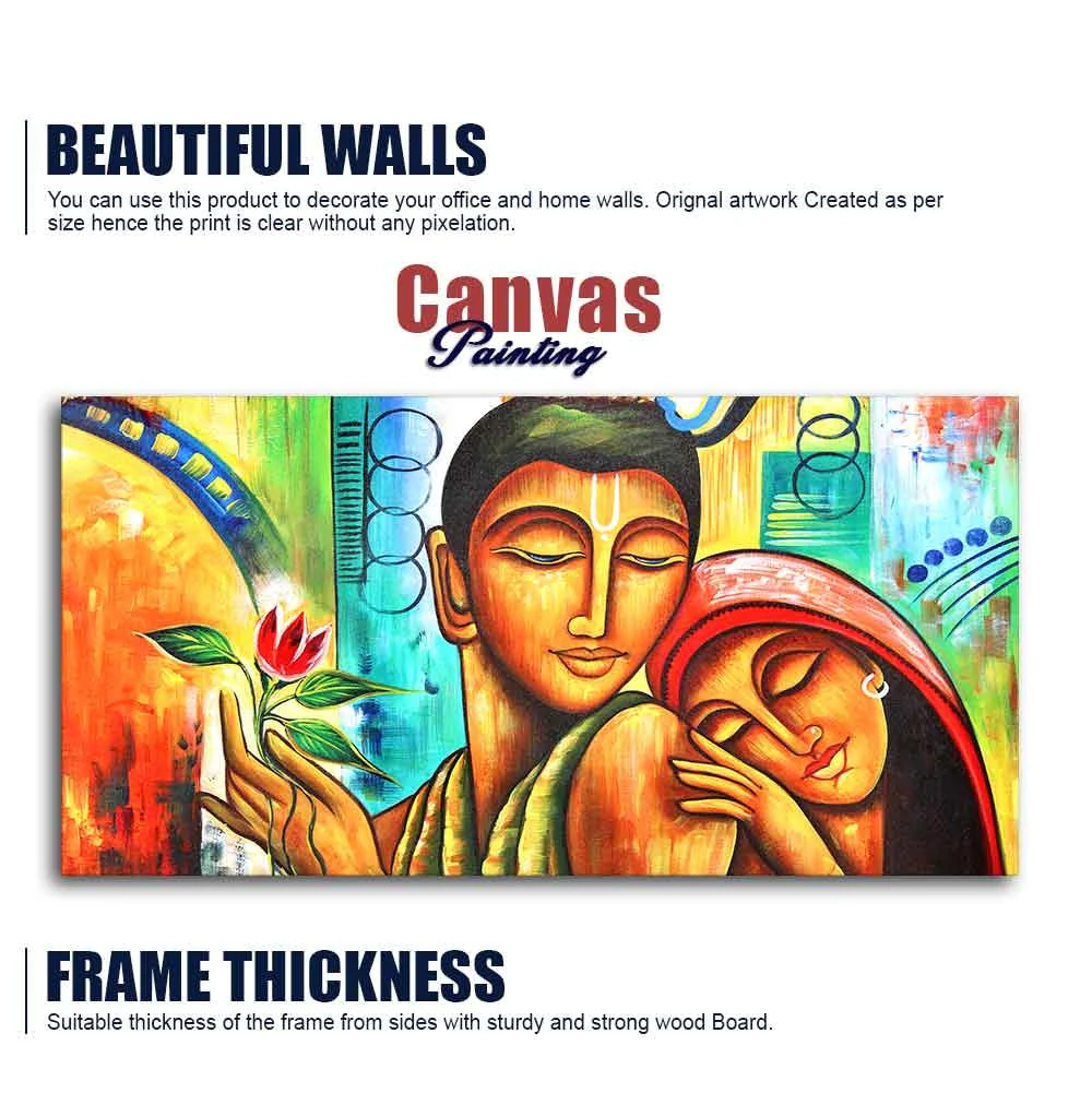 Big Size Canvas Wall Painting of Lord Radha Krishna - Image 6