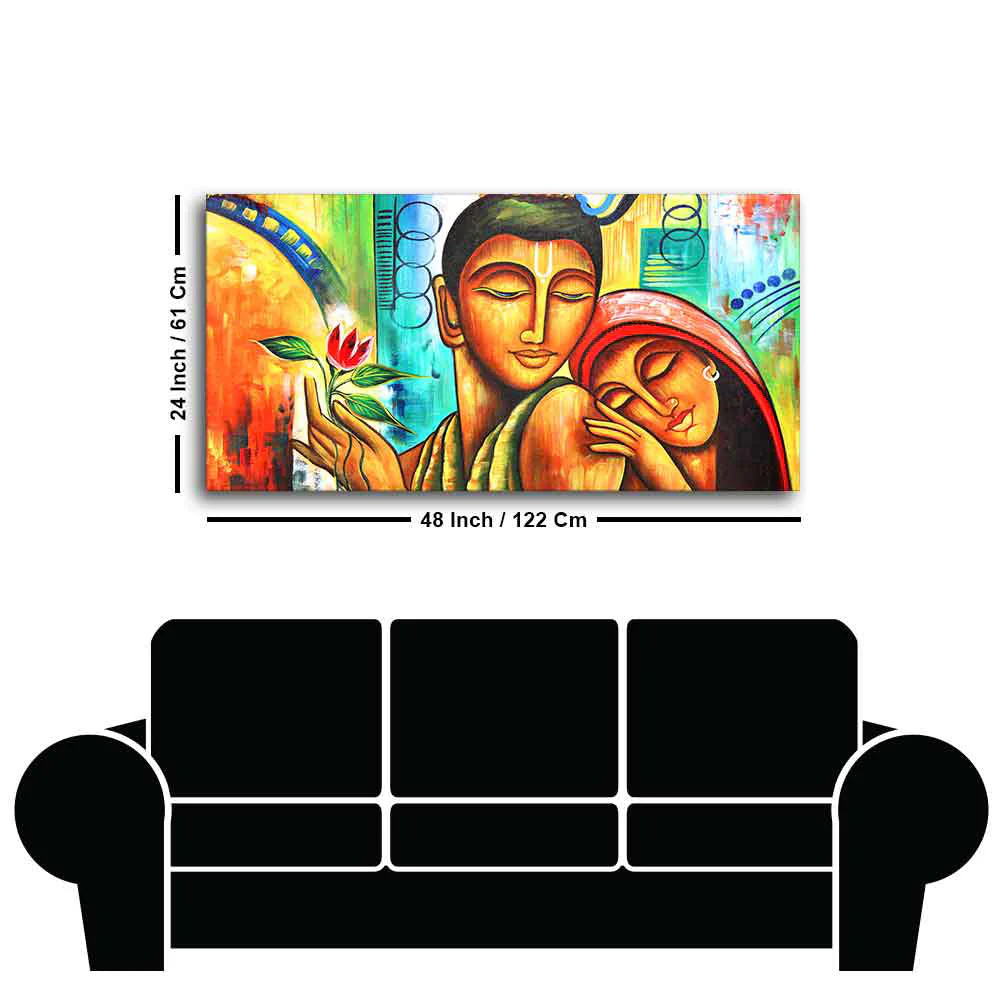 Big Size Canvas Wall Painting of Lord Radha Krishna - Image 7