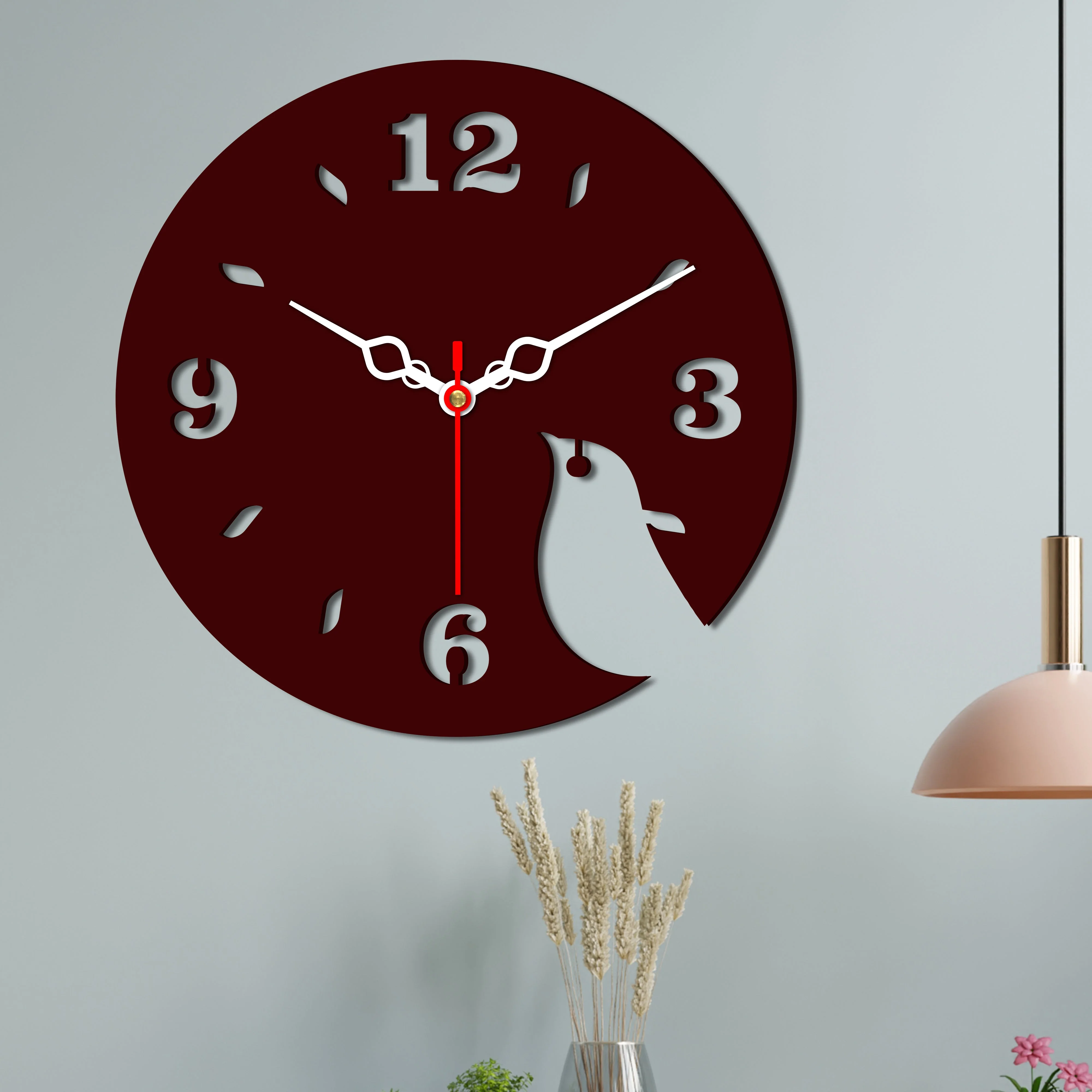 Bird Shape Design Wooden Wall Clock - Image 2