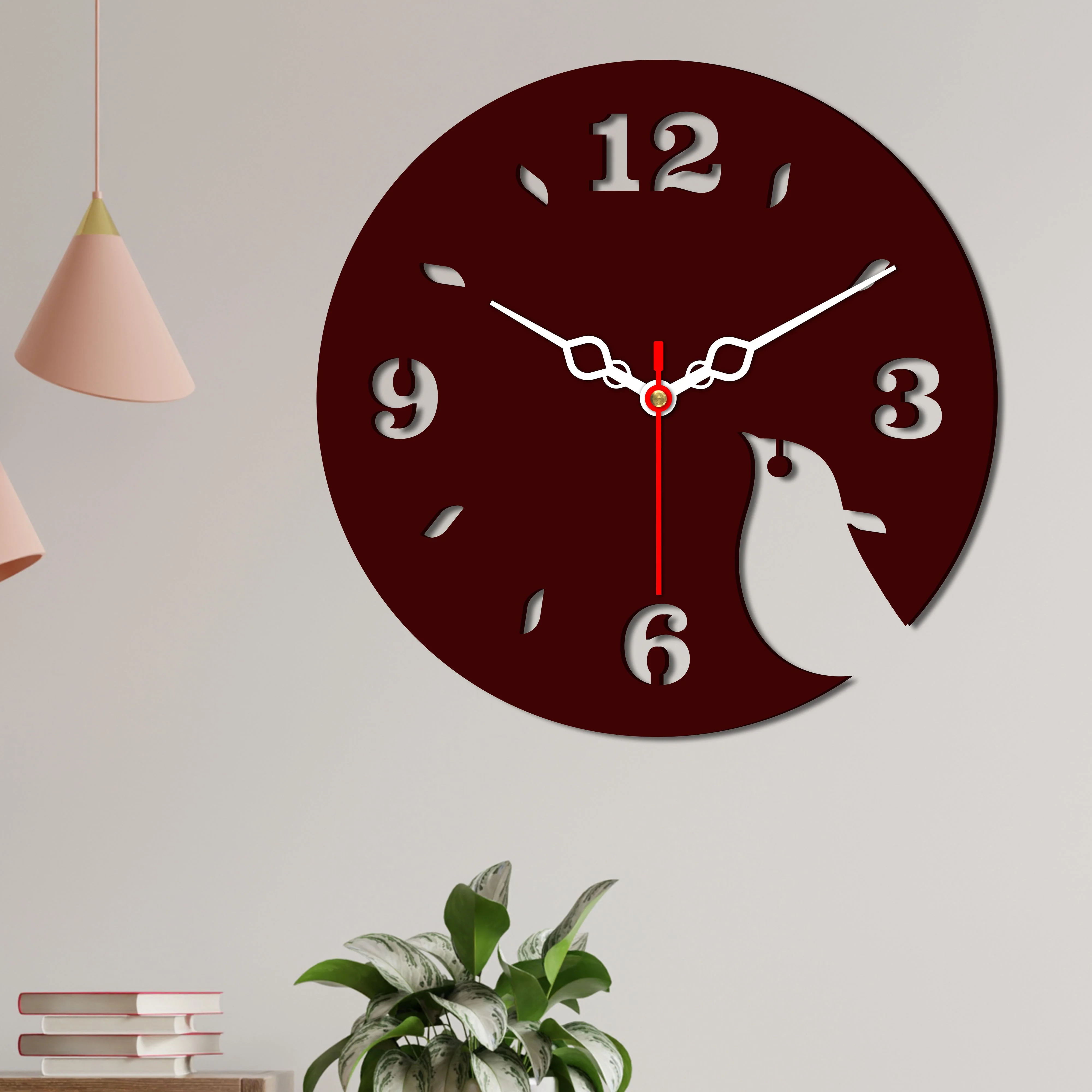 Bird Shape Design Wooden Wall Clock - Image 3