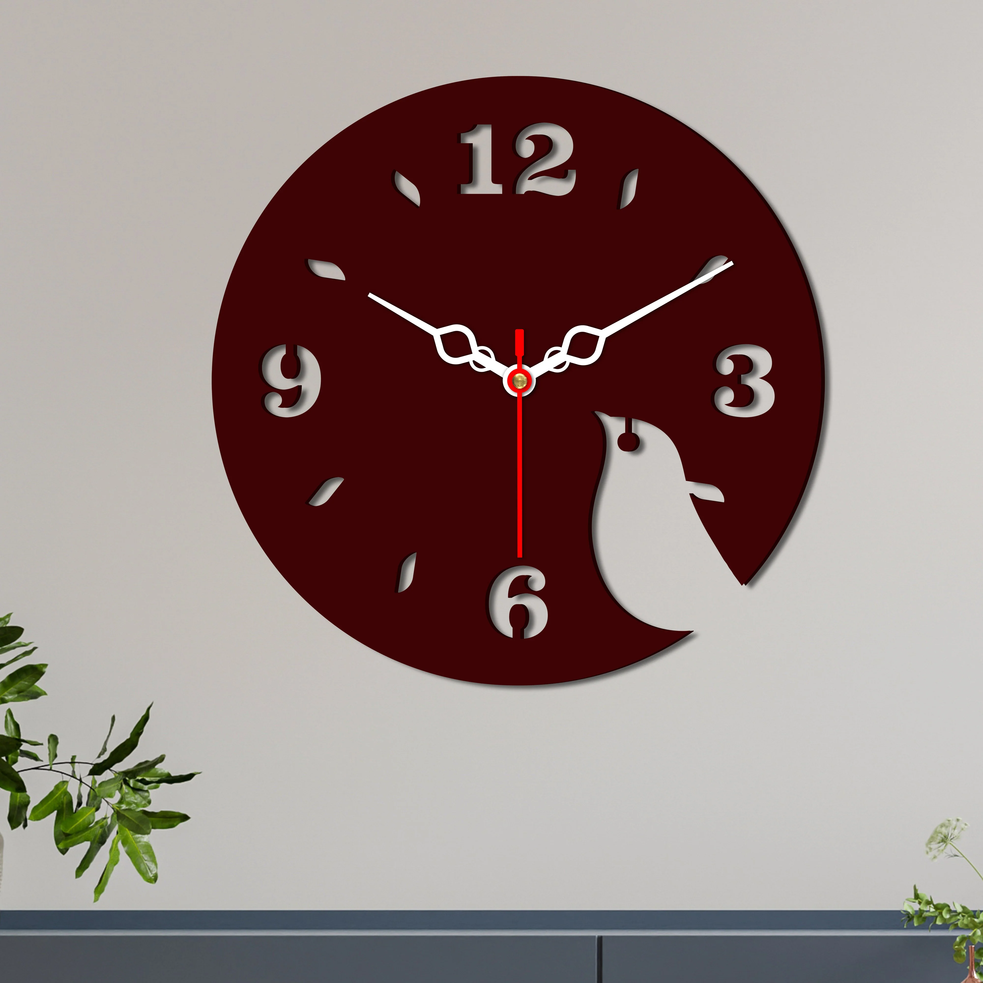 Bird Shape Design Wooden Wall Clock - Image 4