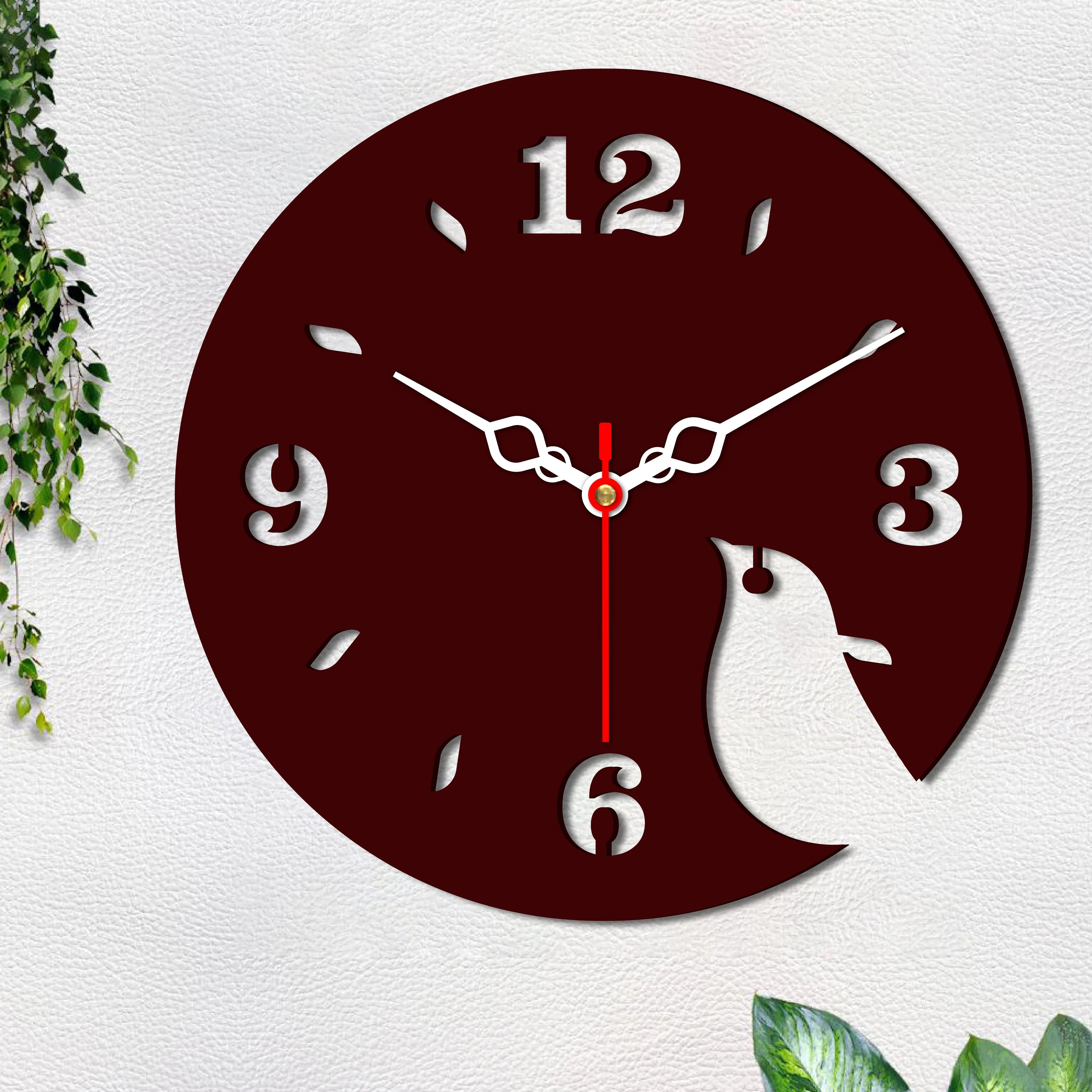 Bird Shape Design Wooden Wall Clock - Image 5