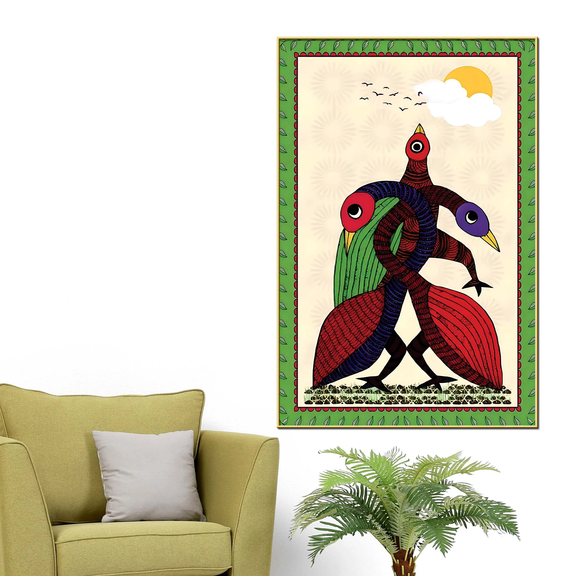 Birds Art Canvas Wall Painting | Indian Home Decor Artwork