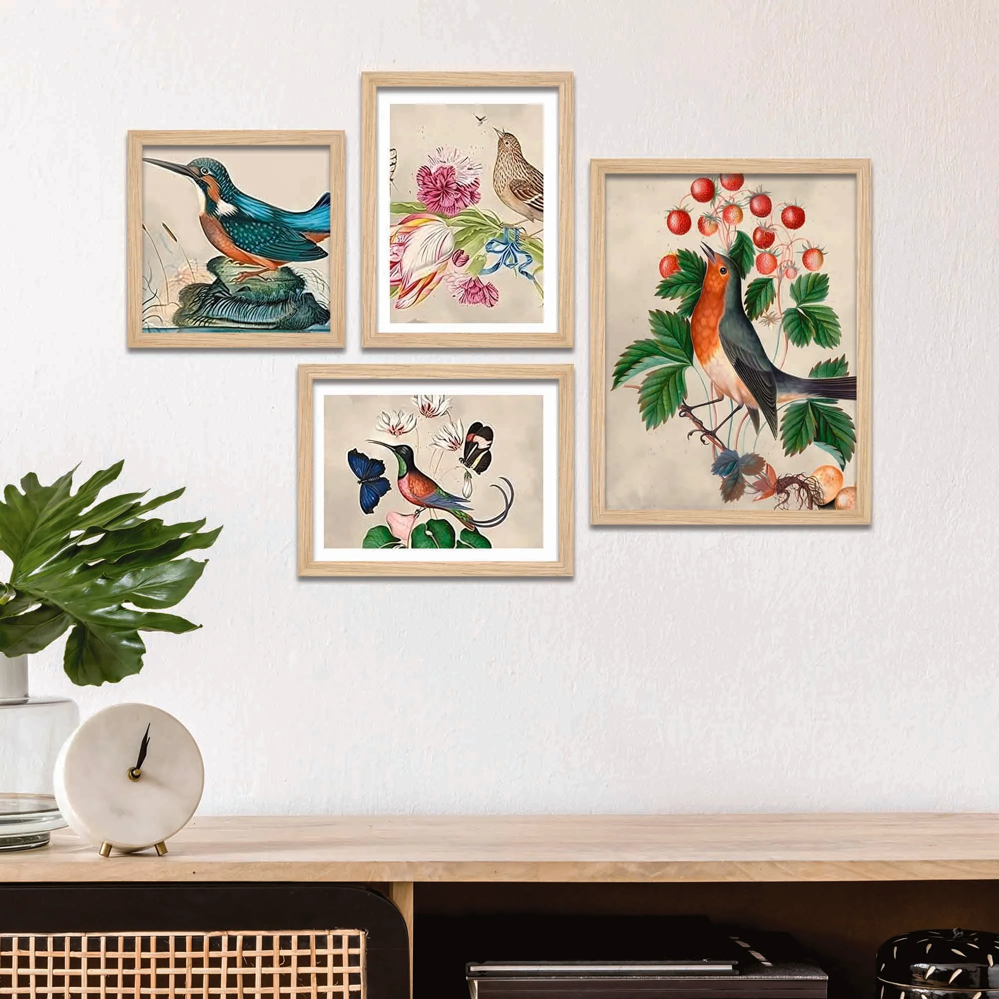 Birds & Floral Wall Frame Set of Four
