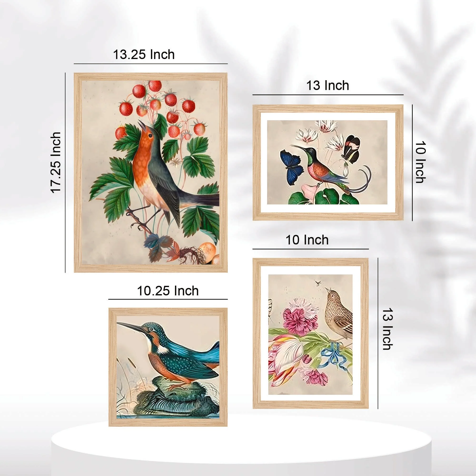 Birds & Floral Wall Frame Set of Four - Image 5