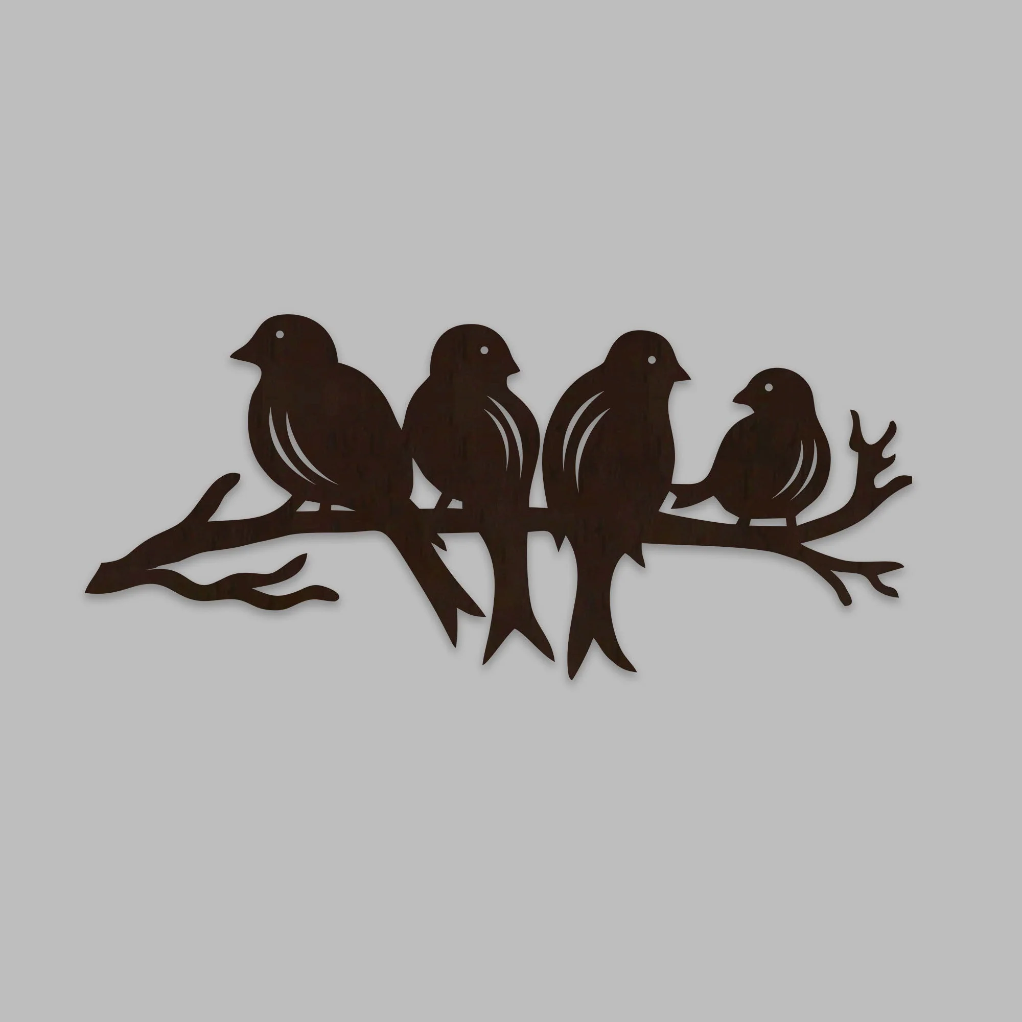 Birds Sitting on Branch Backlit Wooden Wall Decor with LED Night Light Walnut Finish - Image 3