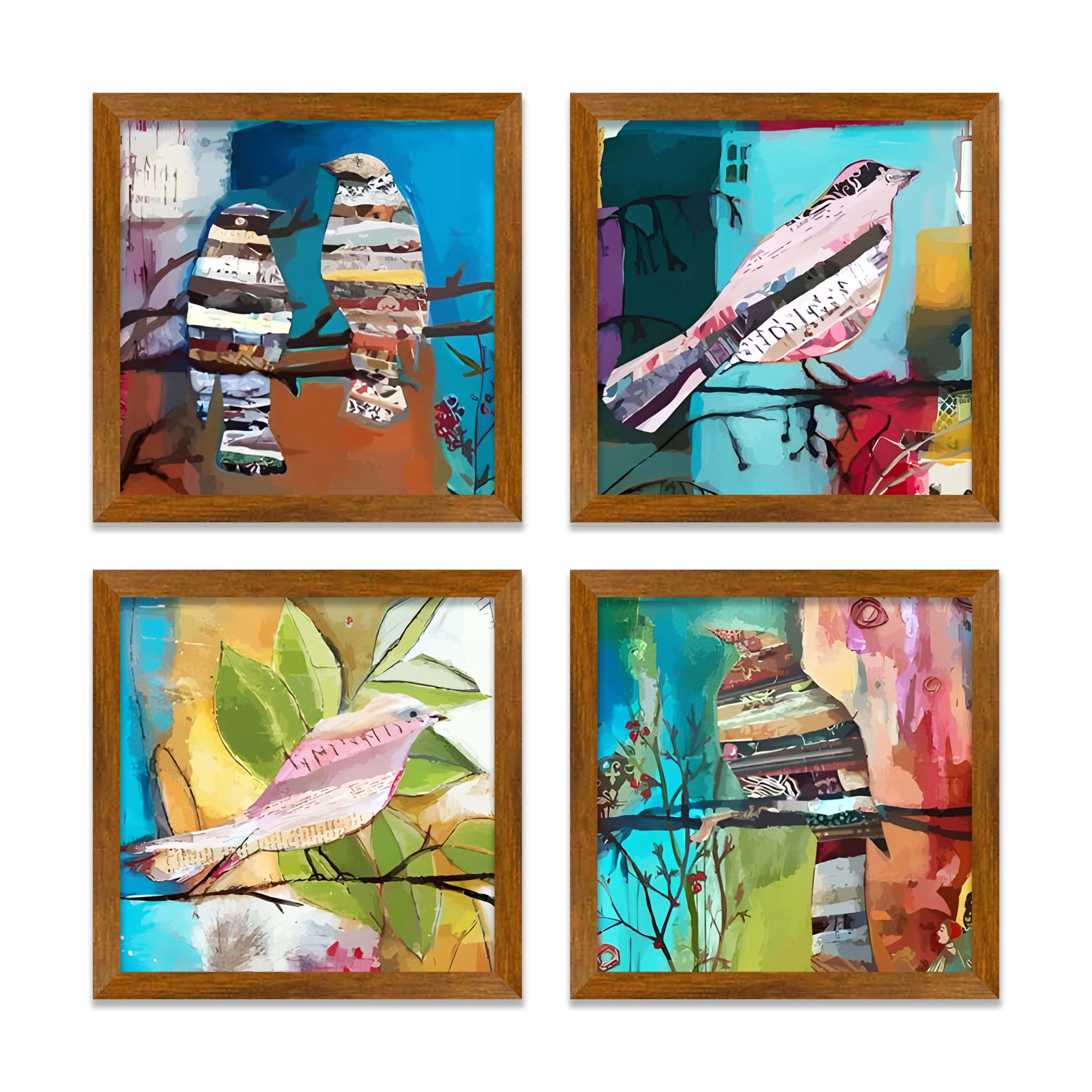 Birds Watercolor Art Wall Frame Set of Four - Image 2