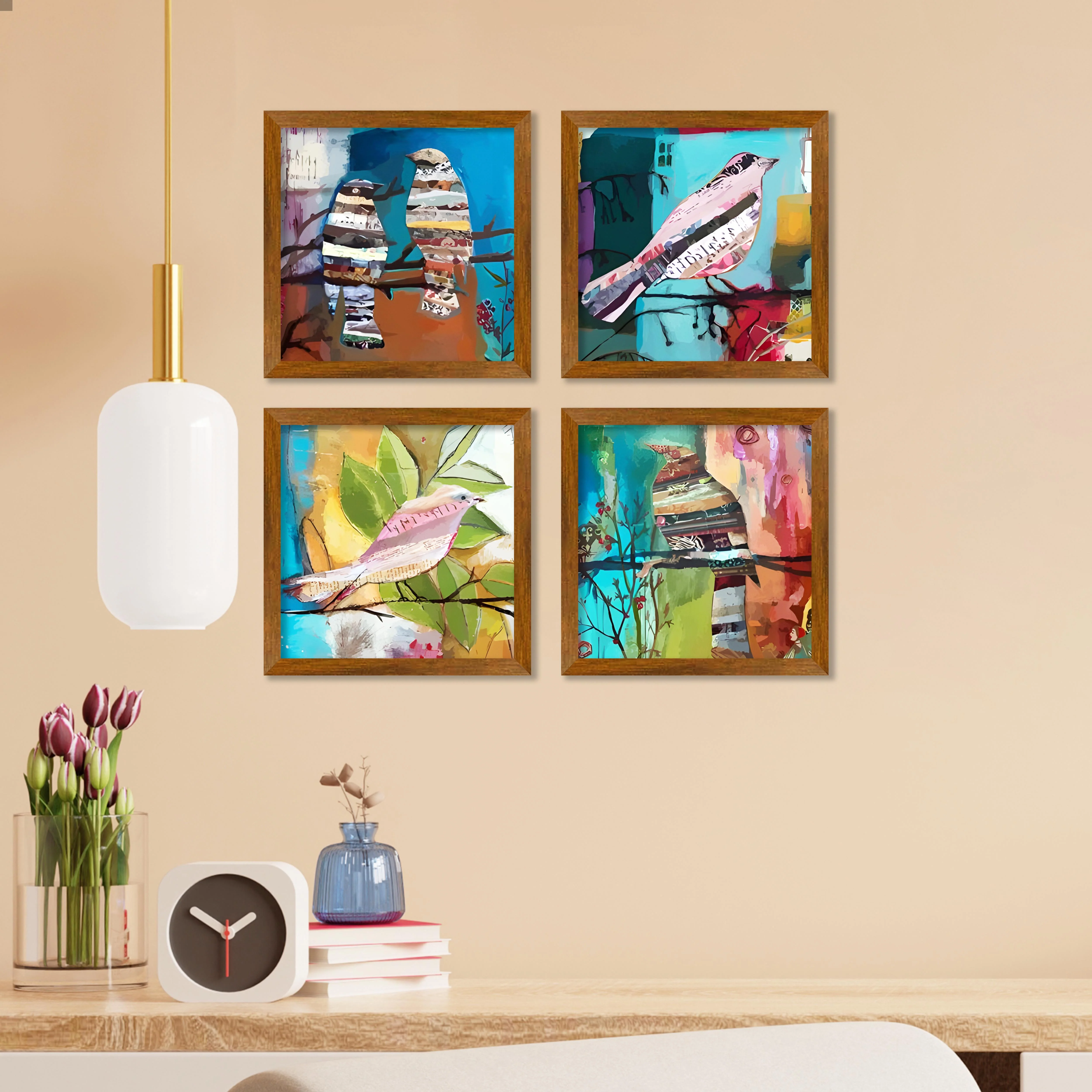 Birds Watercolor Art Wall Frame Set of Four - Image 3