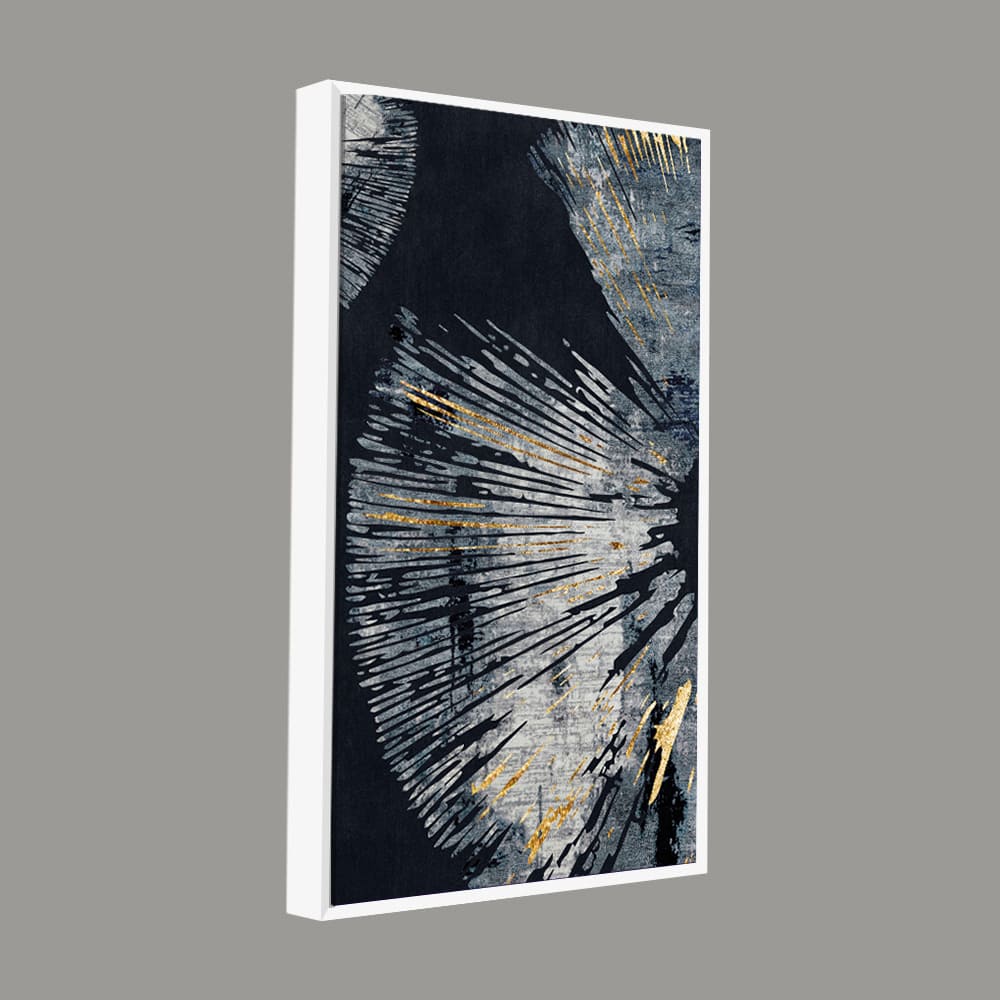 Black Background with Golden Textured Abstract Canvas Wall Painting - Image 5