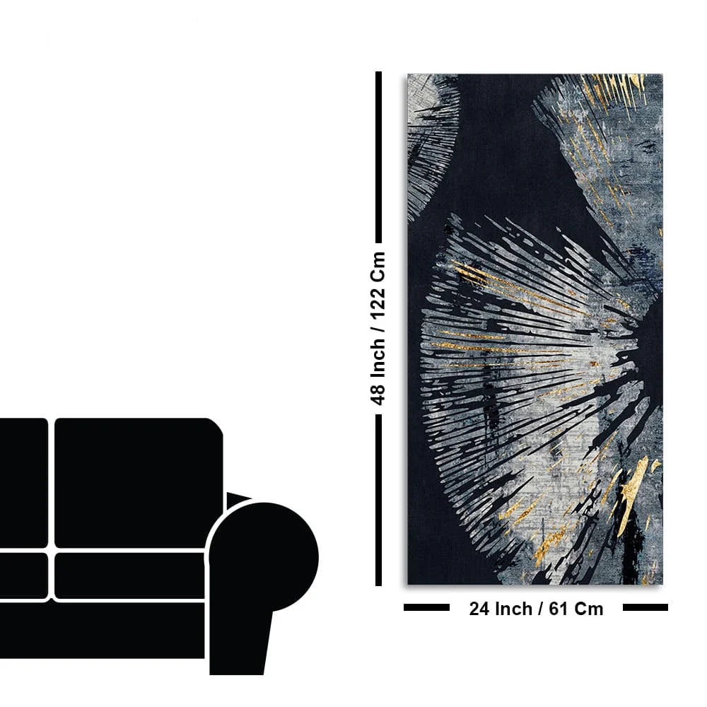 Black Background with Golden Textured Abstract Canvas Wall Painting - Image 7