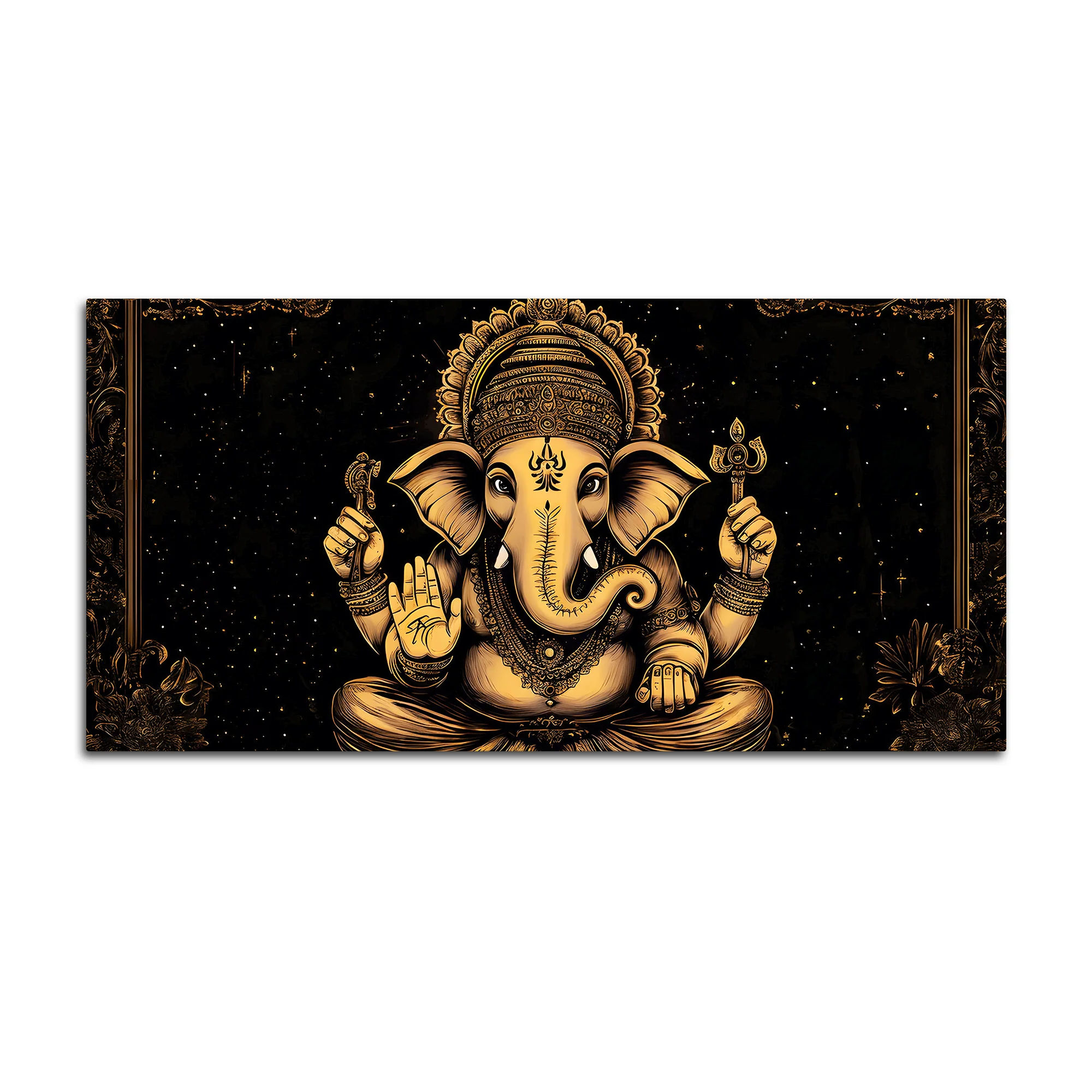 Black & Gold Divine Shri Ganesha Spiritual Canvas Wall Painting for Home & Office – Luxury Spiritual Decor - Image 4