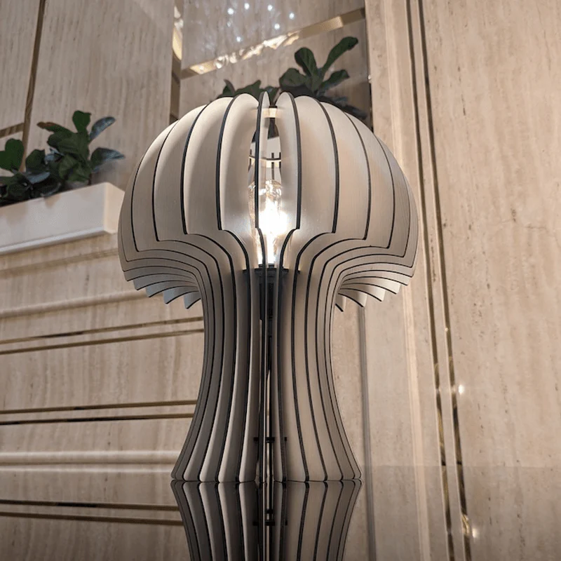 Modern Mushroom Table Lamp with Curved Shade - Image 2