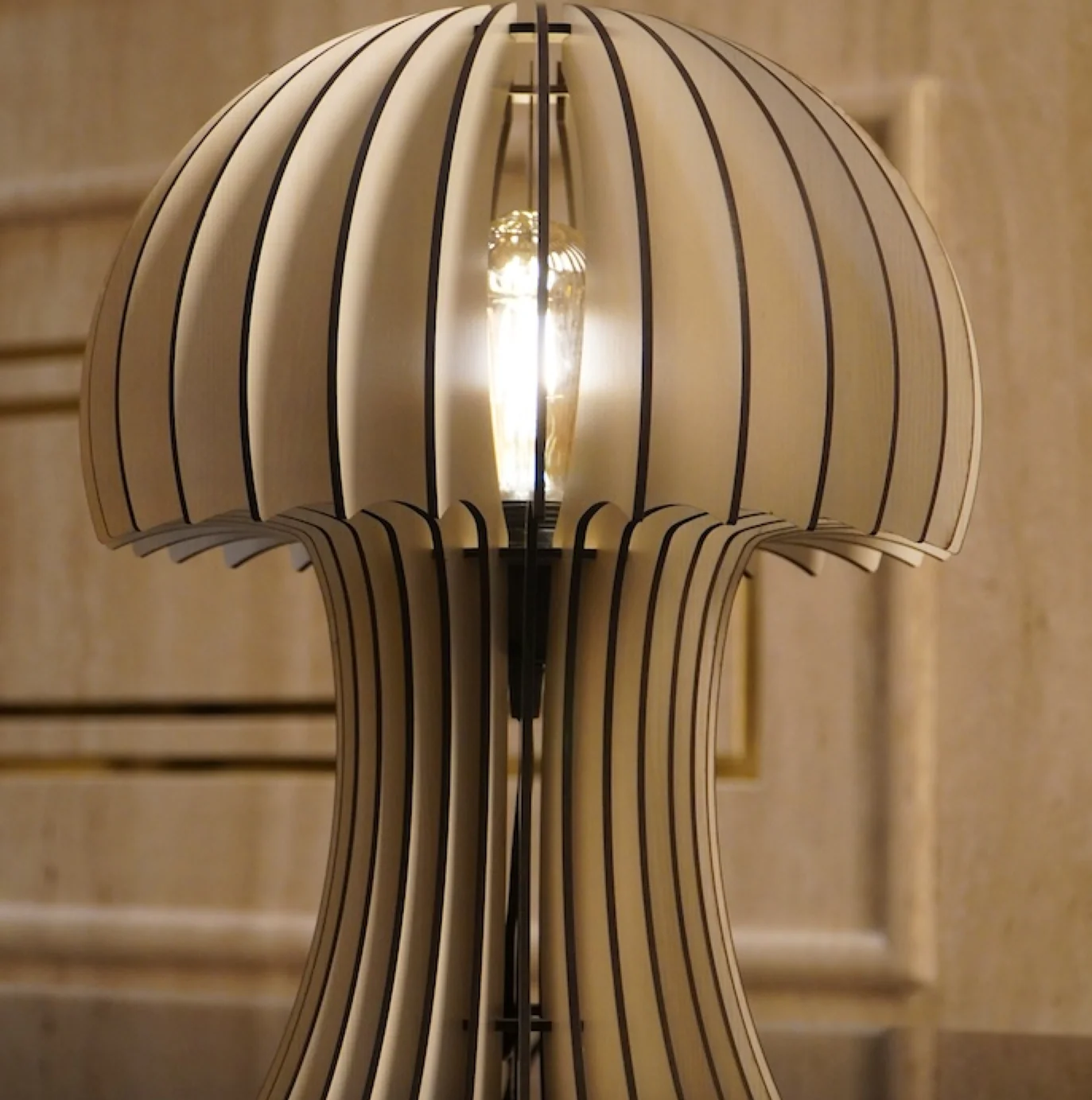 Modern Mushroom Table Lamp with Curved Shade - Image 3