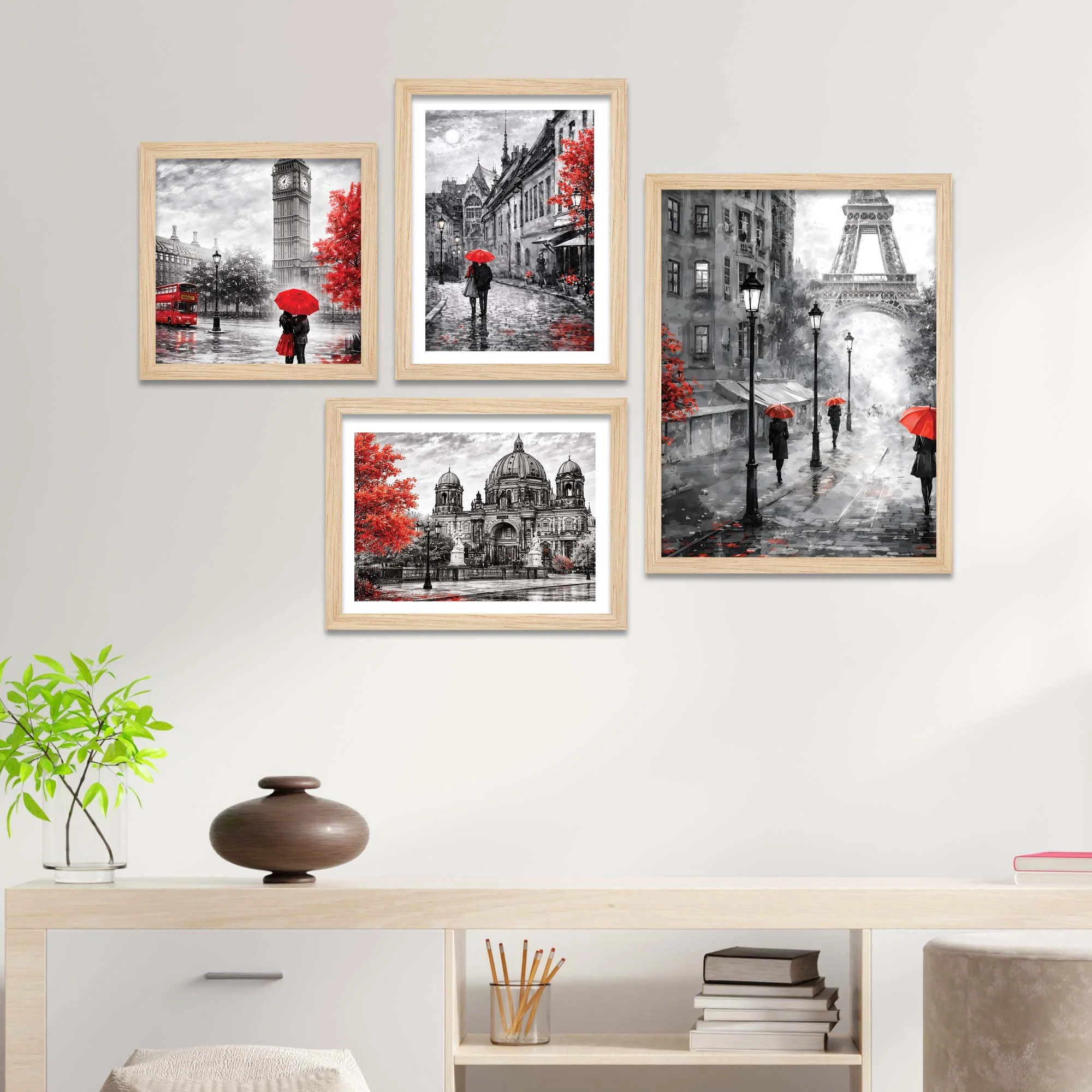 Black & White City Wall Frame Set of Four