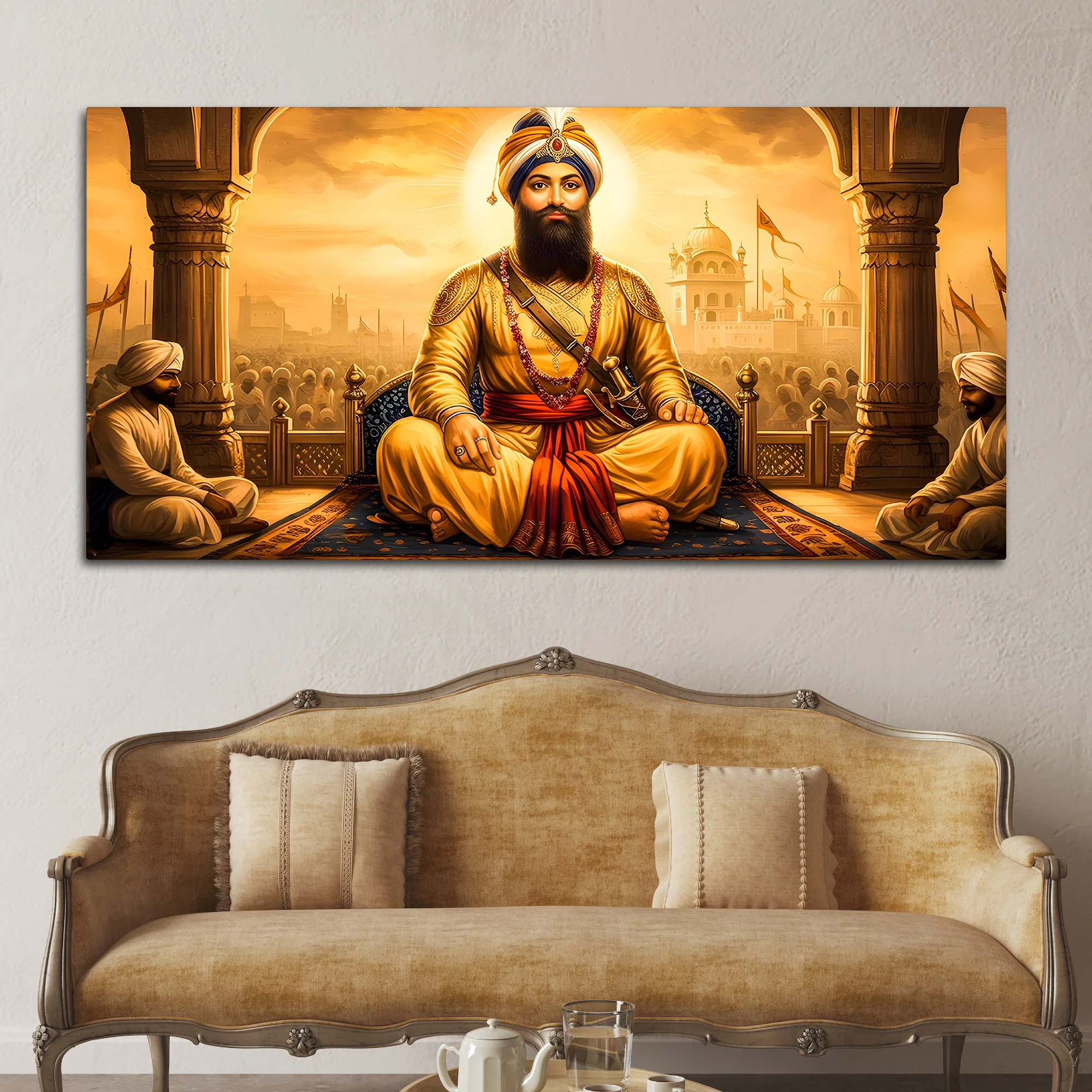 Blessed Sikh Guru Ji Canvas Spiritual Painting - Image 3