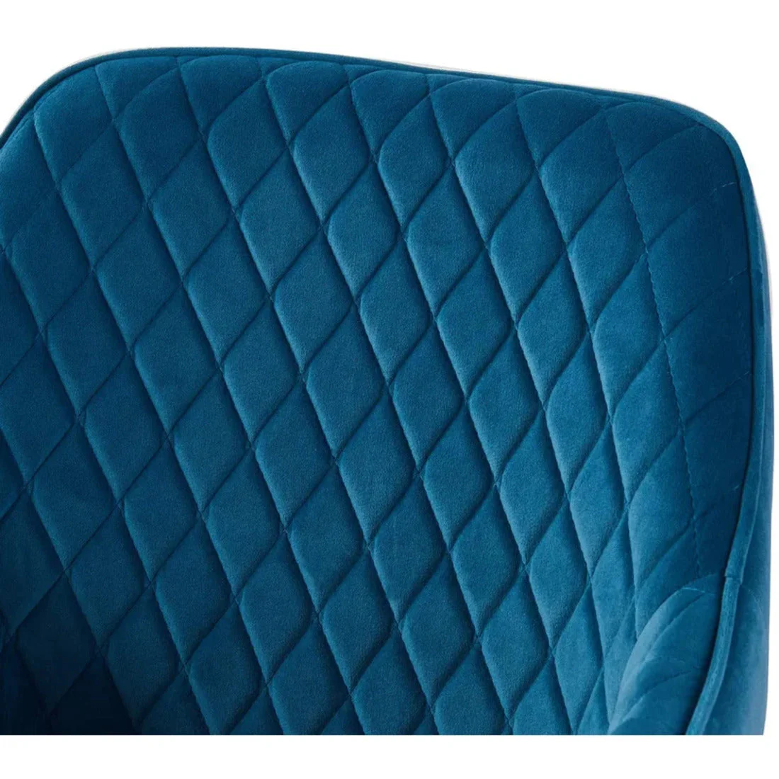 Blue Diamond Cut Velvet Accent Comfy Chair with Black Legs - Image 2