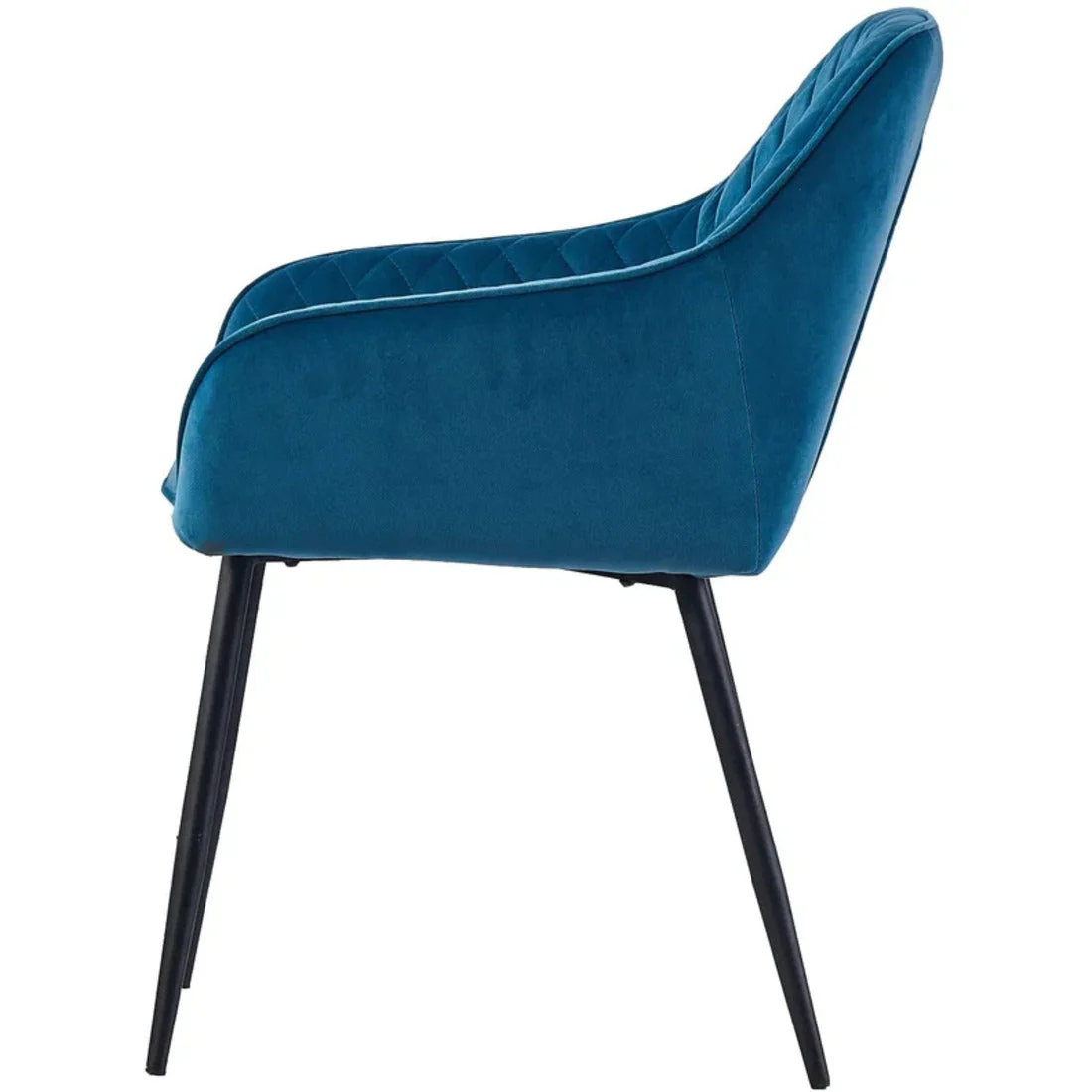 Blue Diamond Cut Velvet Accent Comfy Chair with Black Legs - Image 3