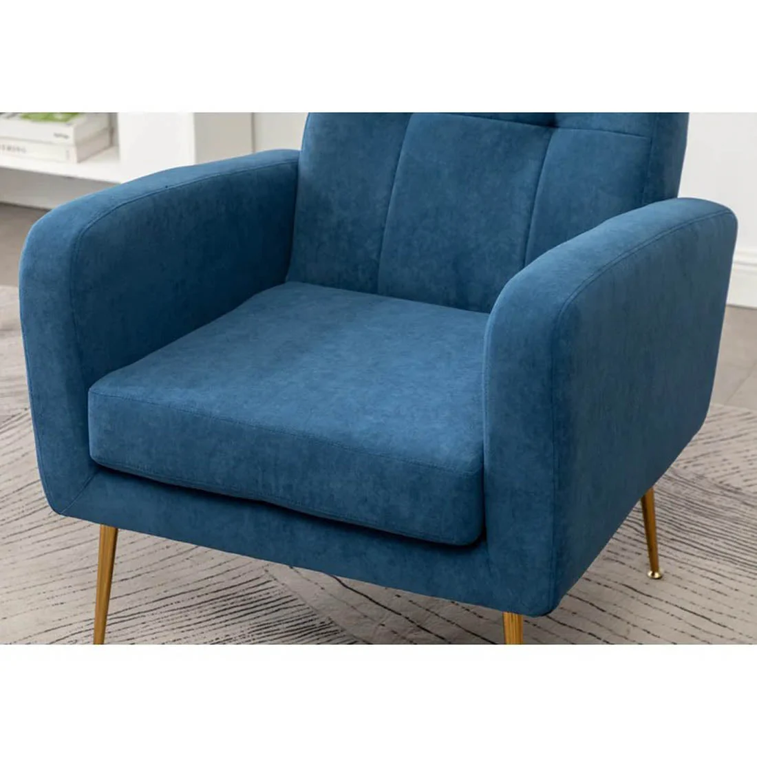 Blue Luxurious Tufted Velvet Sofa Lounge Chair - Image 6