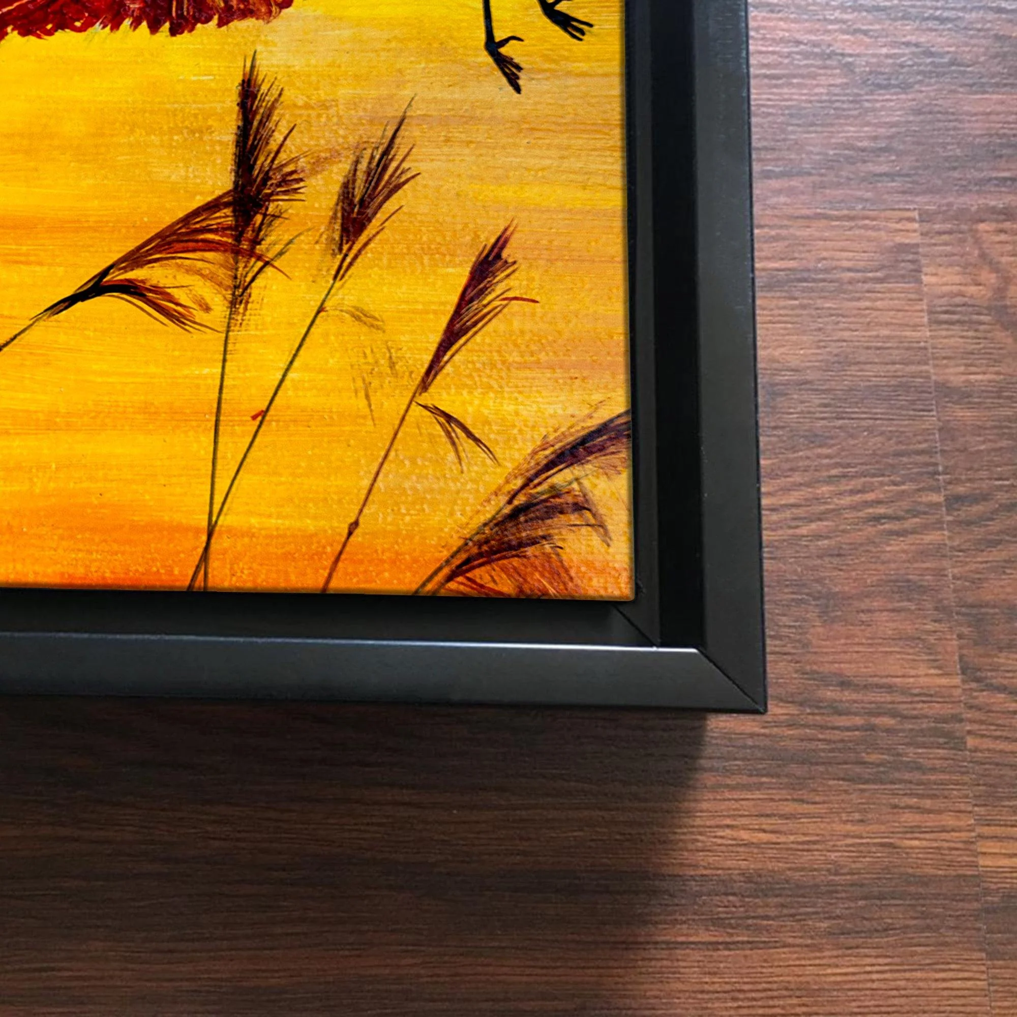 Boat & Cranes Sunset Wall Painting 2 Pieces Floating Frame - Image 5