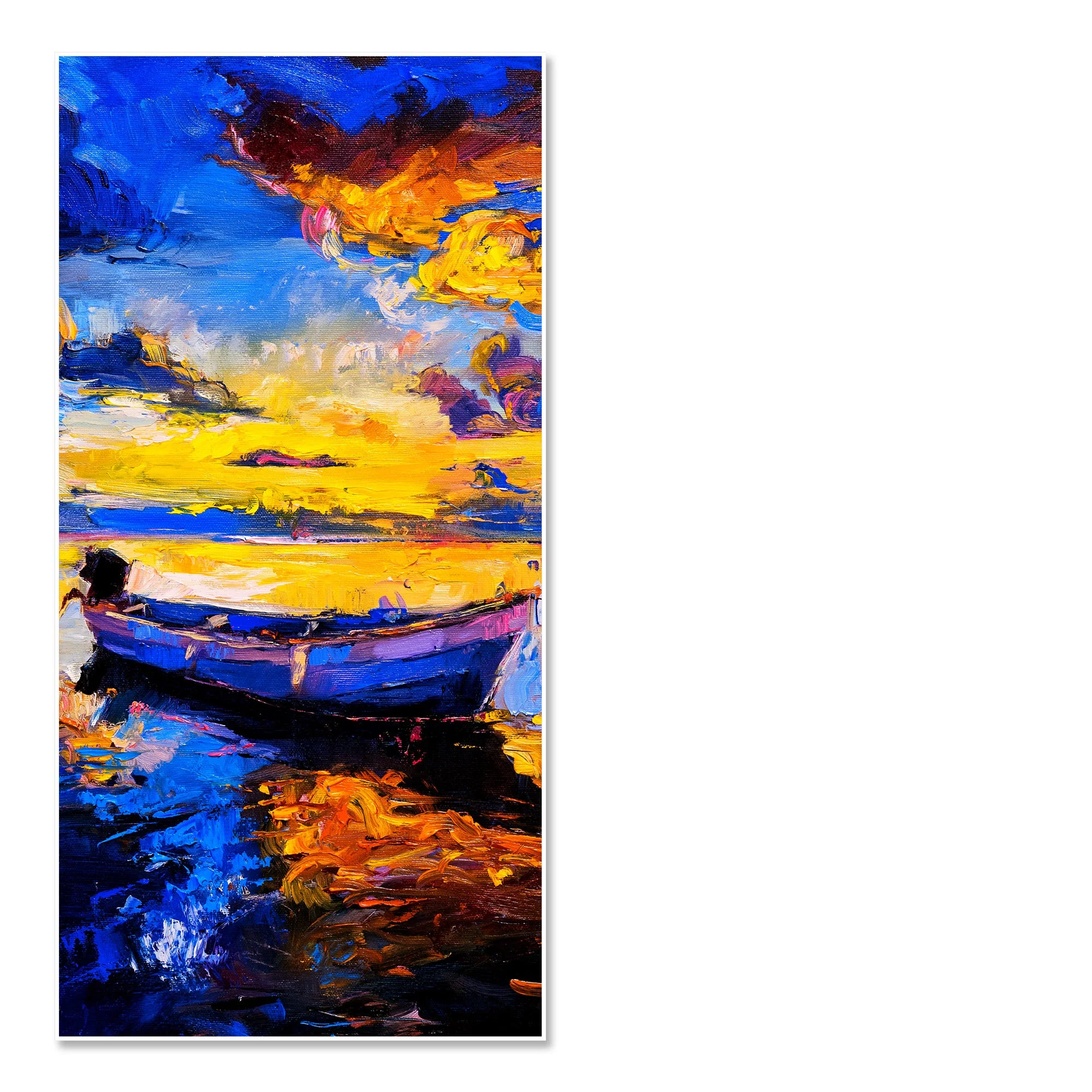 Boat & Sunset Floating Canvas Wall Painting - Image 5