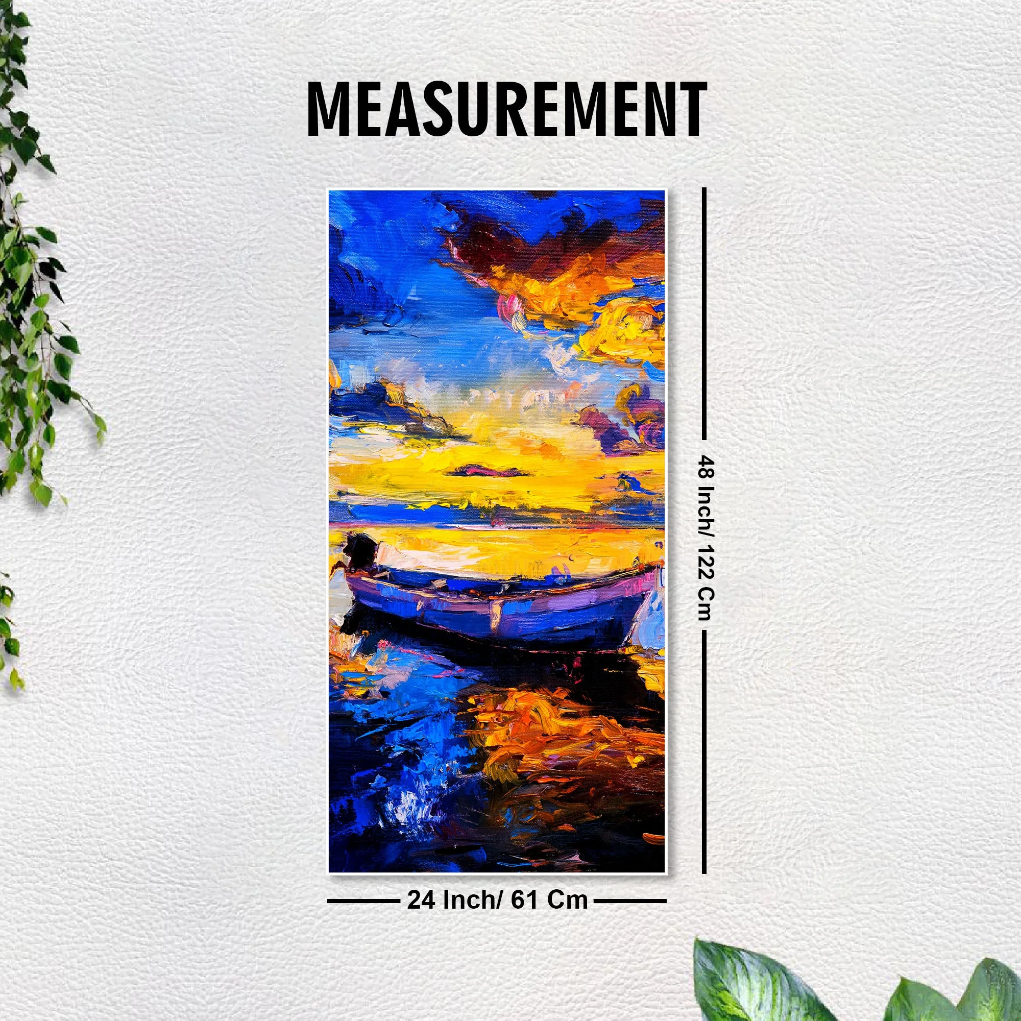 Boat & Sunset Floating Canvas Wall Painting - Image 8