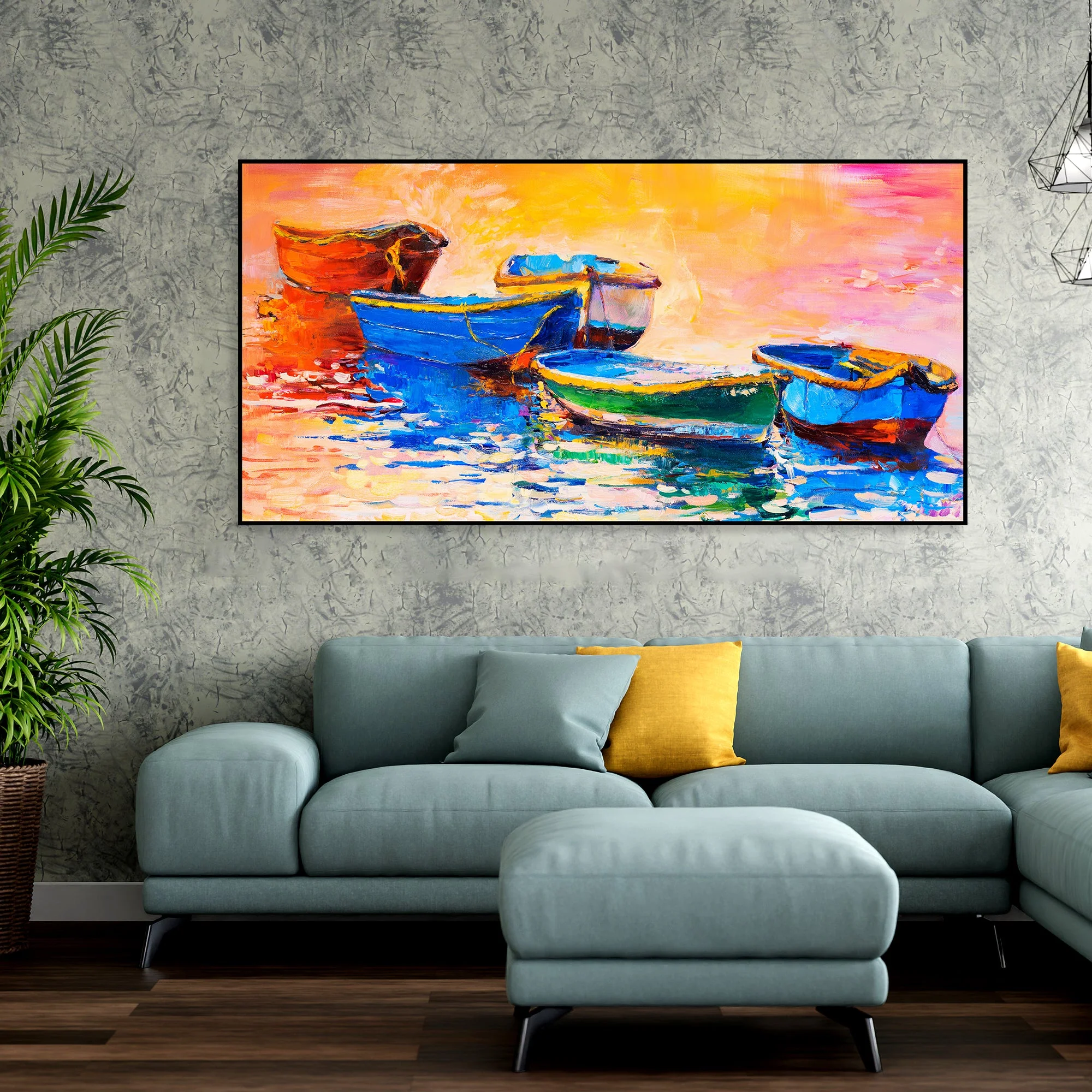 Boat Colorful Floating Frame Wall Painting - Image 4