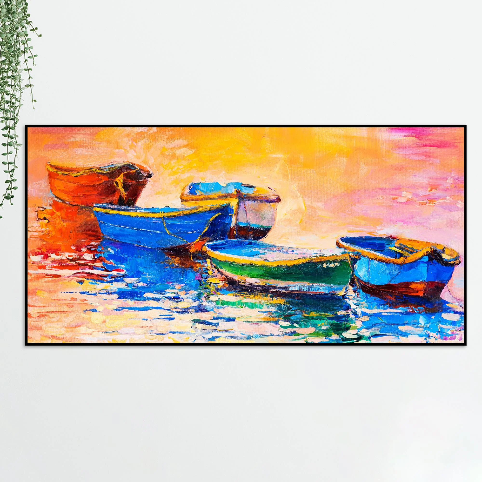 Boat Colorful Floating Frame Wall Painting - Image 5