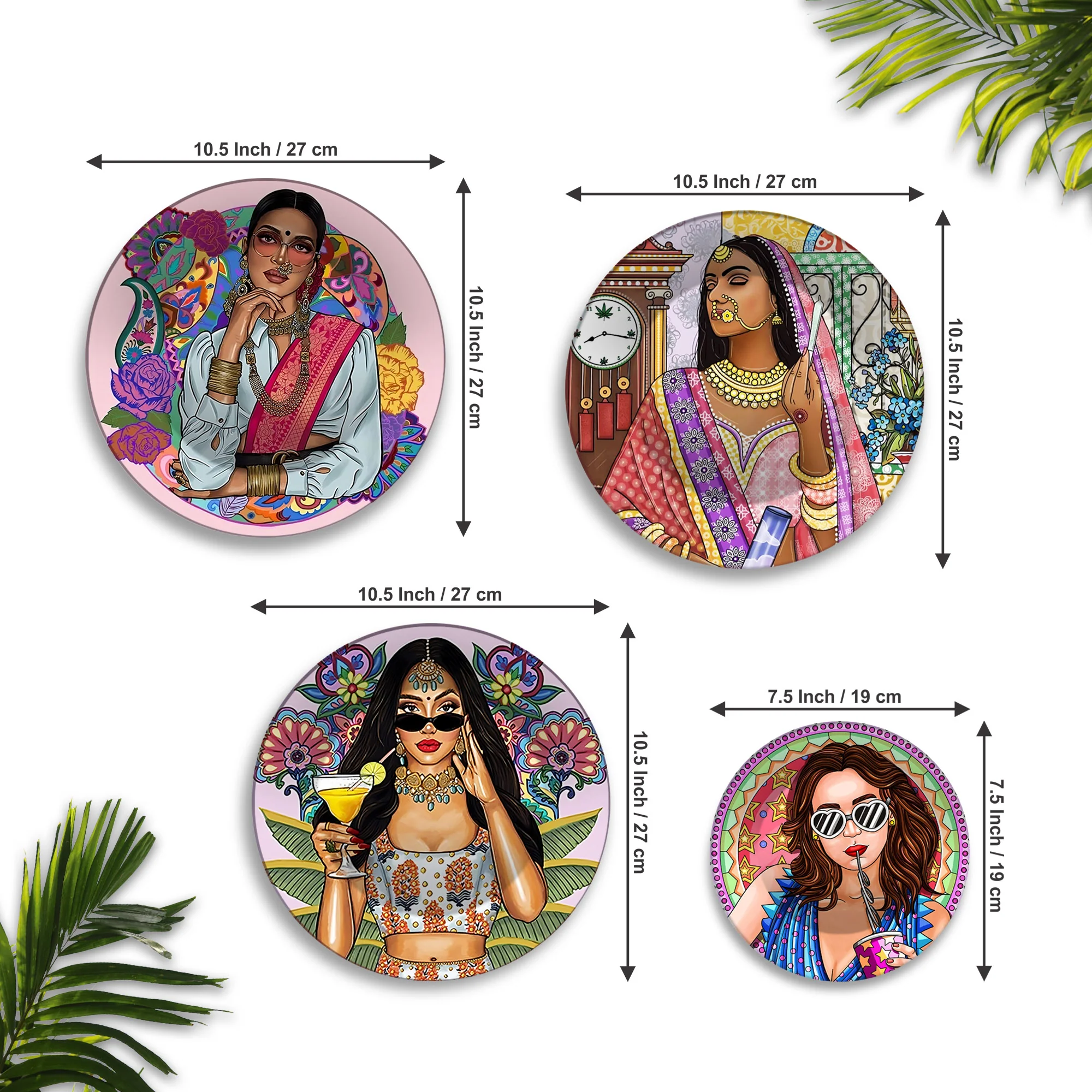 Bold & Glamorous Women Premium Wall Plates Painting Set of Four - Image 6