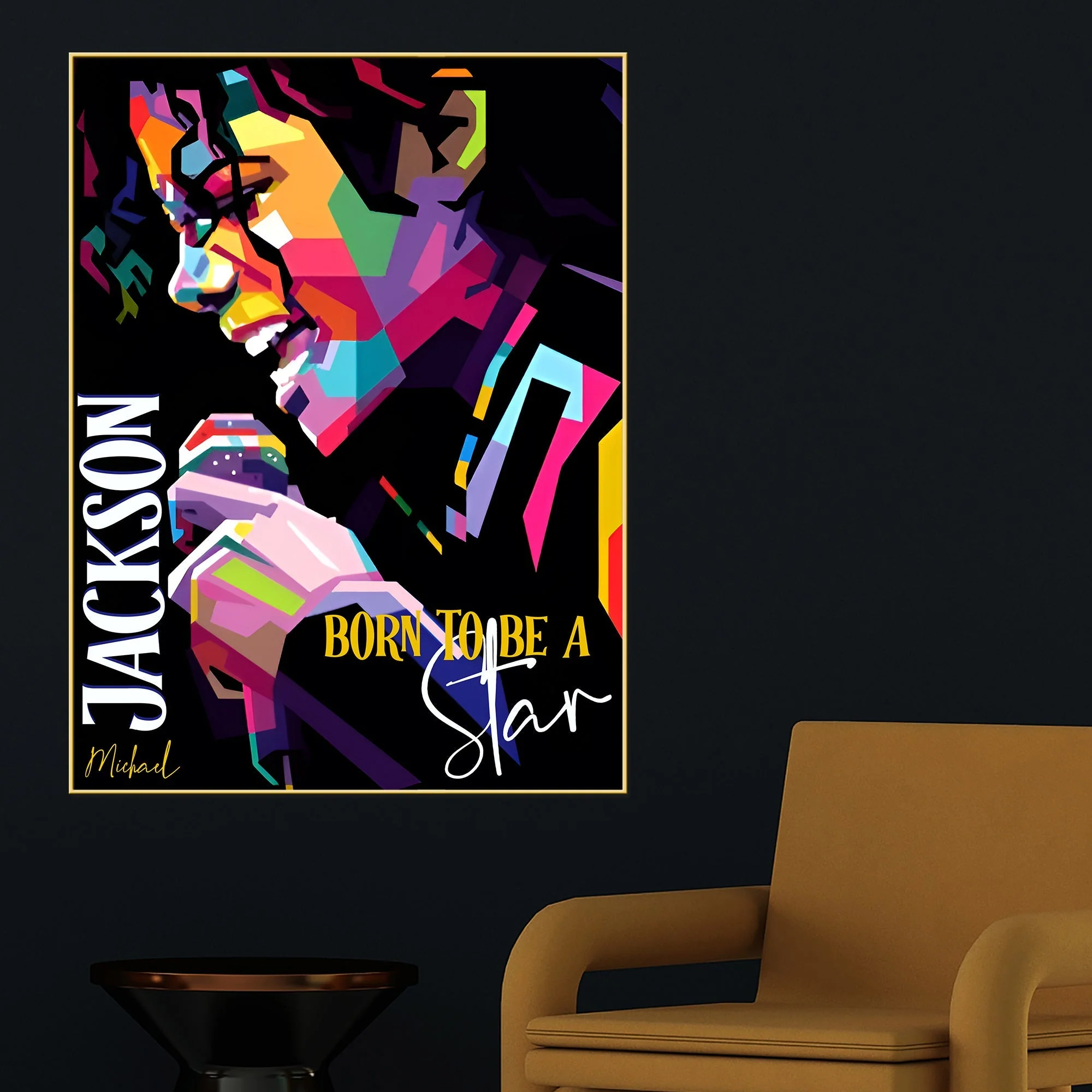 Born To Be Star MJ Cotton Canvas Wall Painting - Image 2