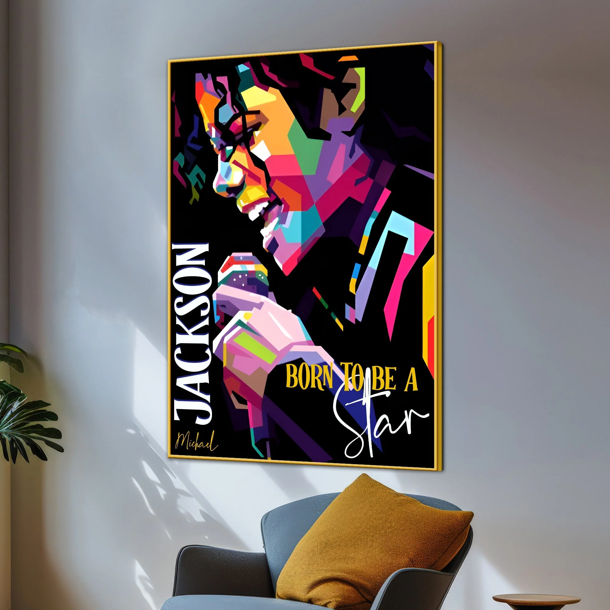 Born To Be Star MJ Cotton Canvas Wall Painting - Image 3