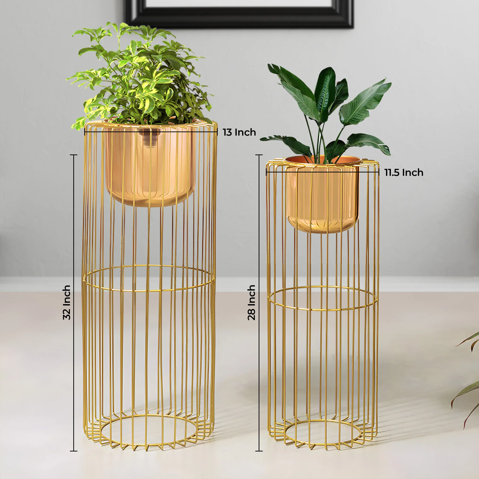 Botanic Couture Golden Finish Planters Set of 2 - Image 3
