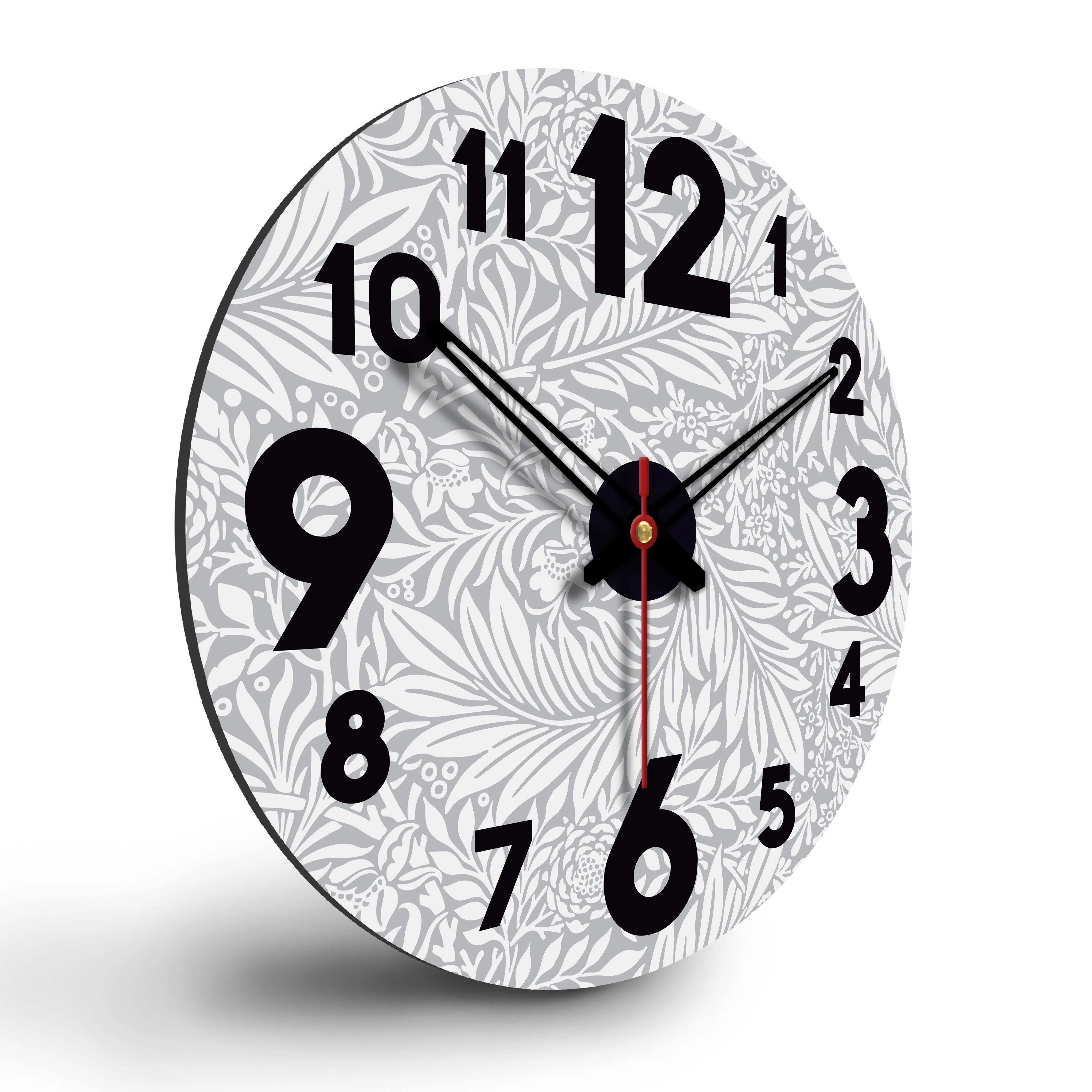 Botanical Leaves Print Wooden Wall Clock - Image 6