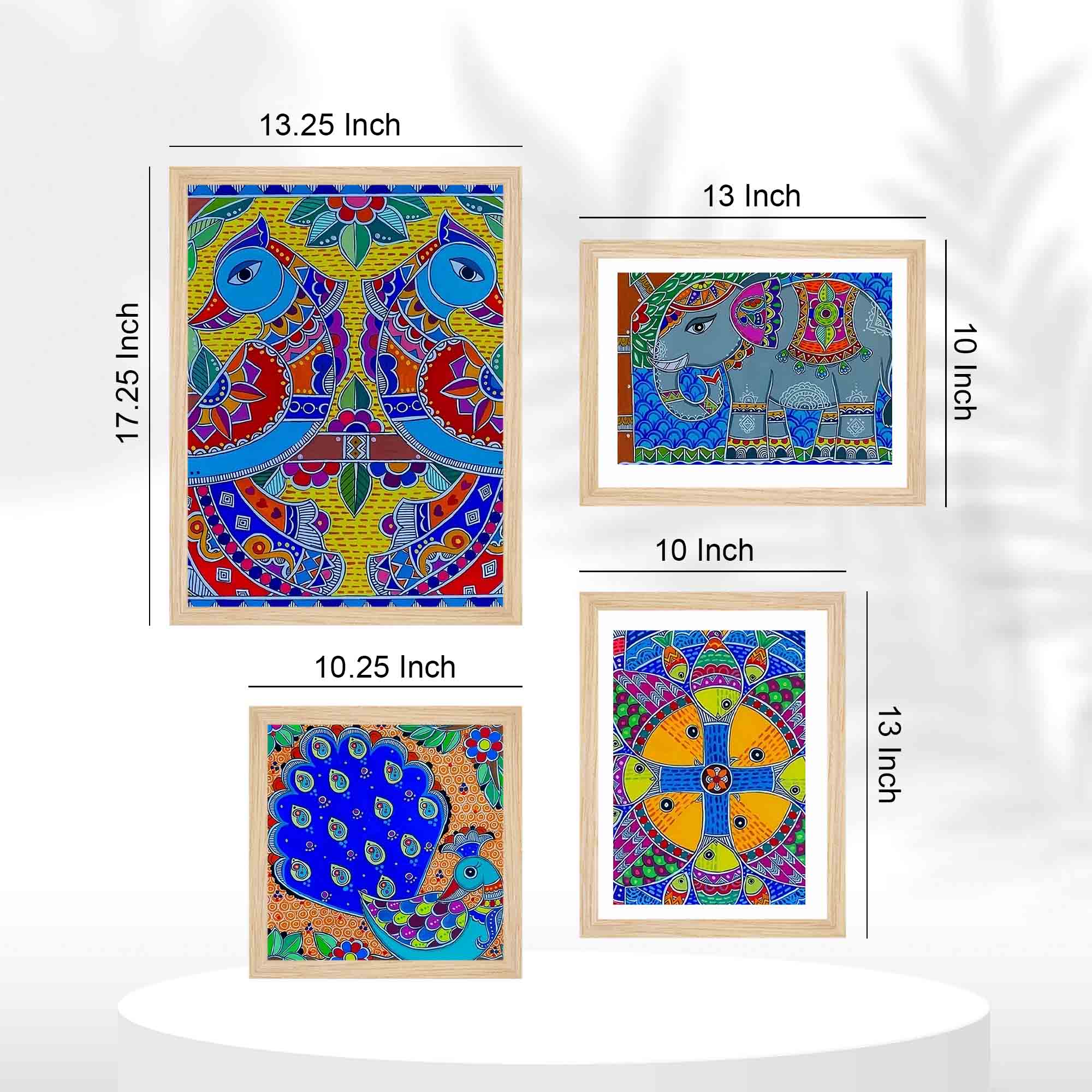 Bright Indian Traditional Art Wall Frame Set of Four - Image 5