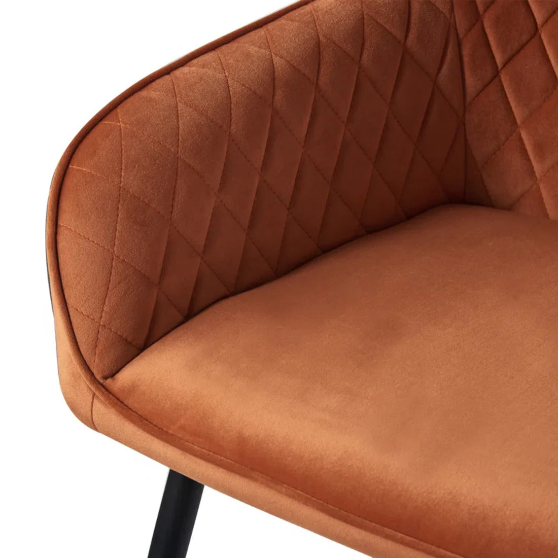 Brown Chrome Diamond Shape Velvet Sofa Lounge Chair - Image 5
