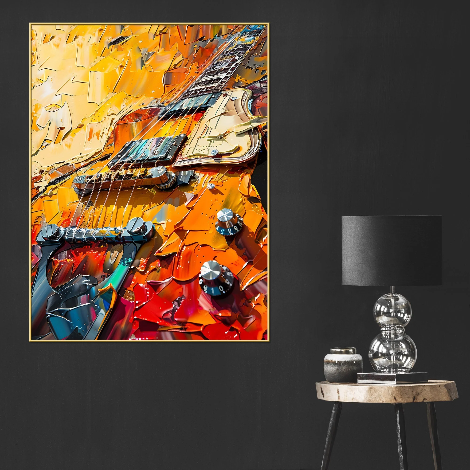Brushstroke Of The Guitar Cotton Canvas Wall Painting - Image 2