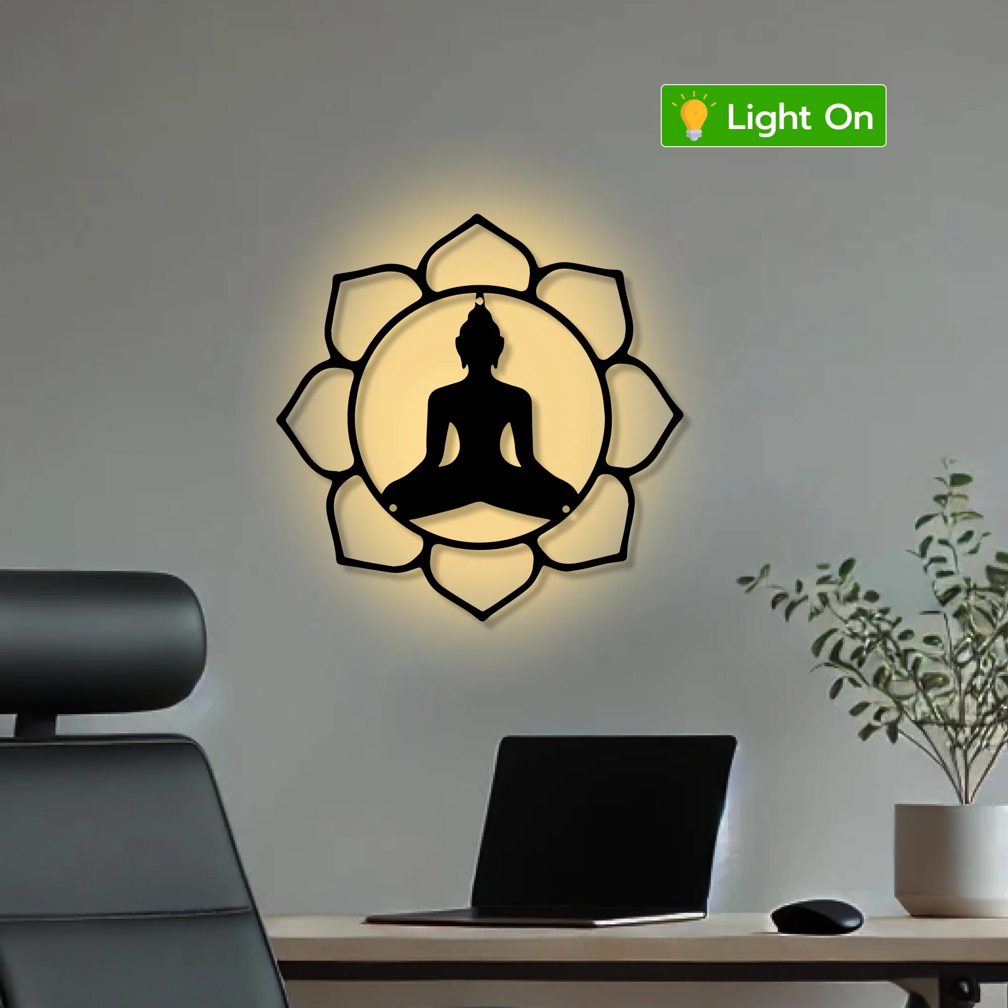 Buddha Calm & Peaceful Statue Metal Art Wall Decor