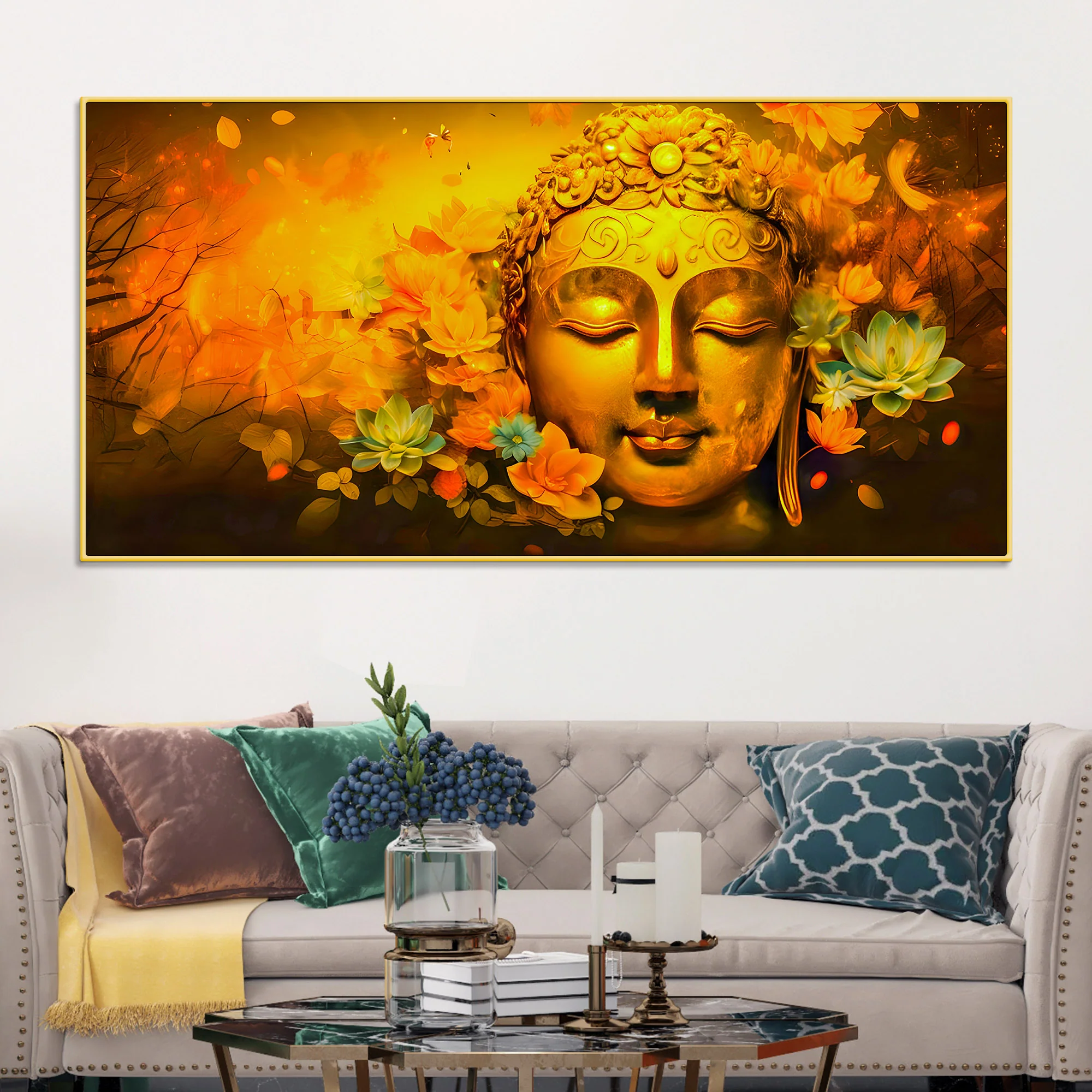 Buddha Canvas Wall Painting for Luxury Living Room Decor - Image 2
