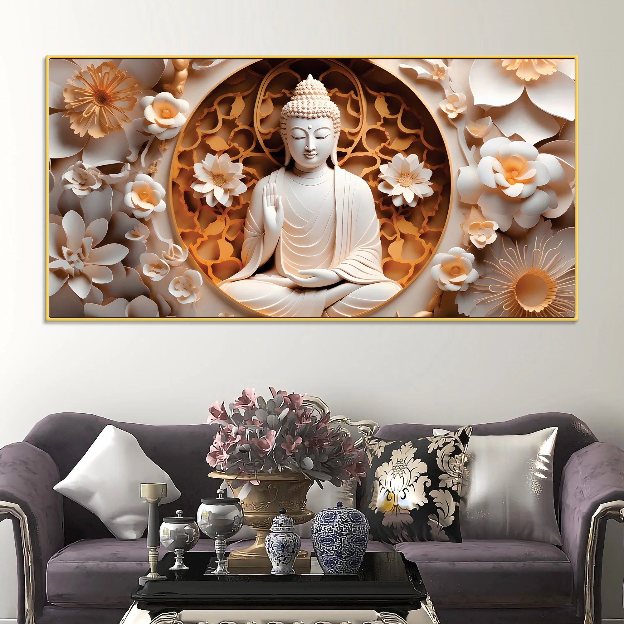 Buddha Face Canvas Painting – Modern Home Wall Decor - Image 2